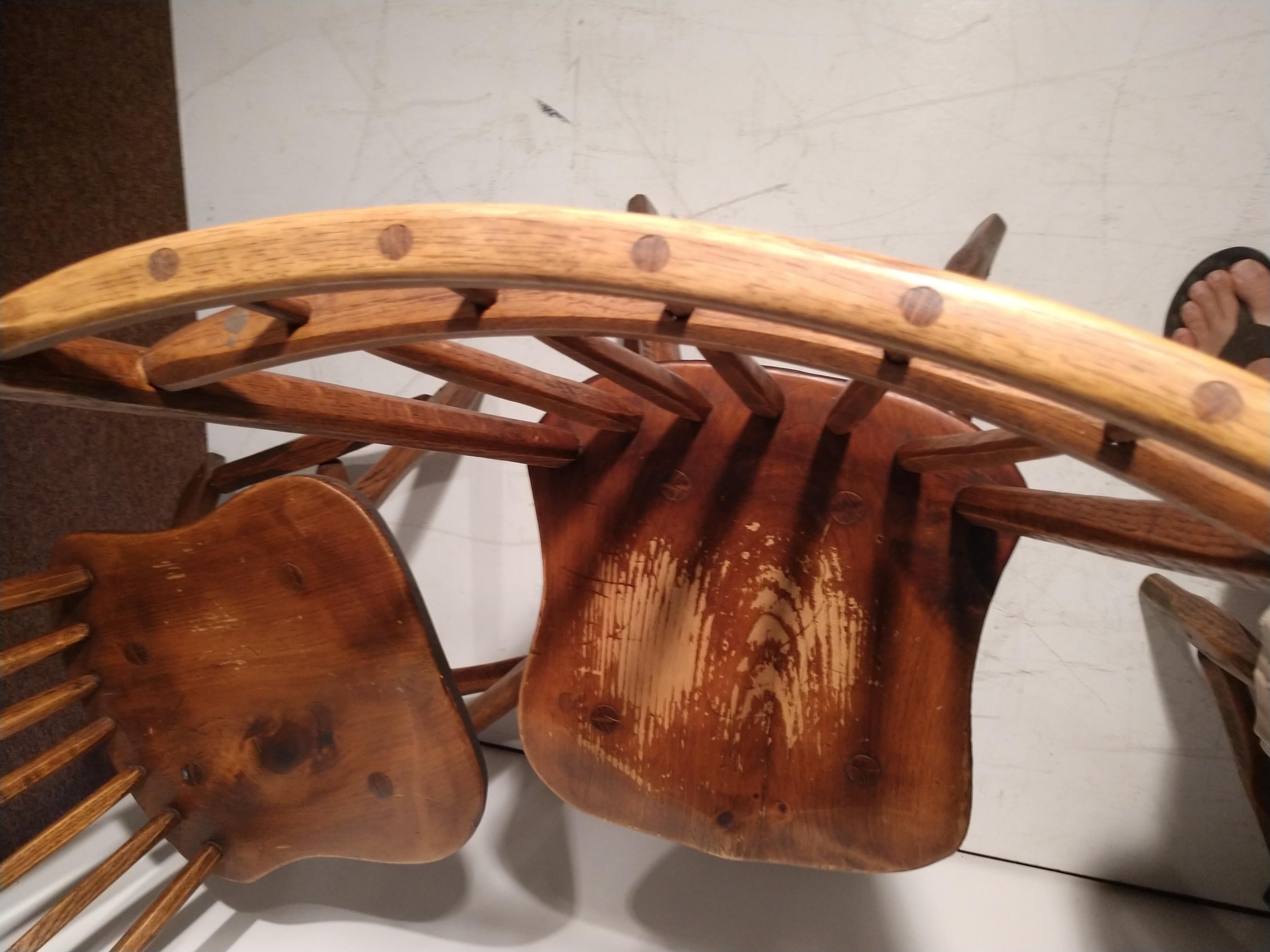 Set of 4 Adirondack Camp Style Hickory Windsor Spindle Back Chairs 3