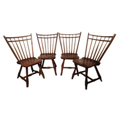 Set of 4 Adirondack Camp Style Hickory Windsor Spindle Back Chairs