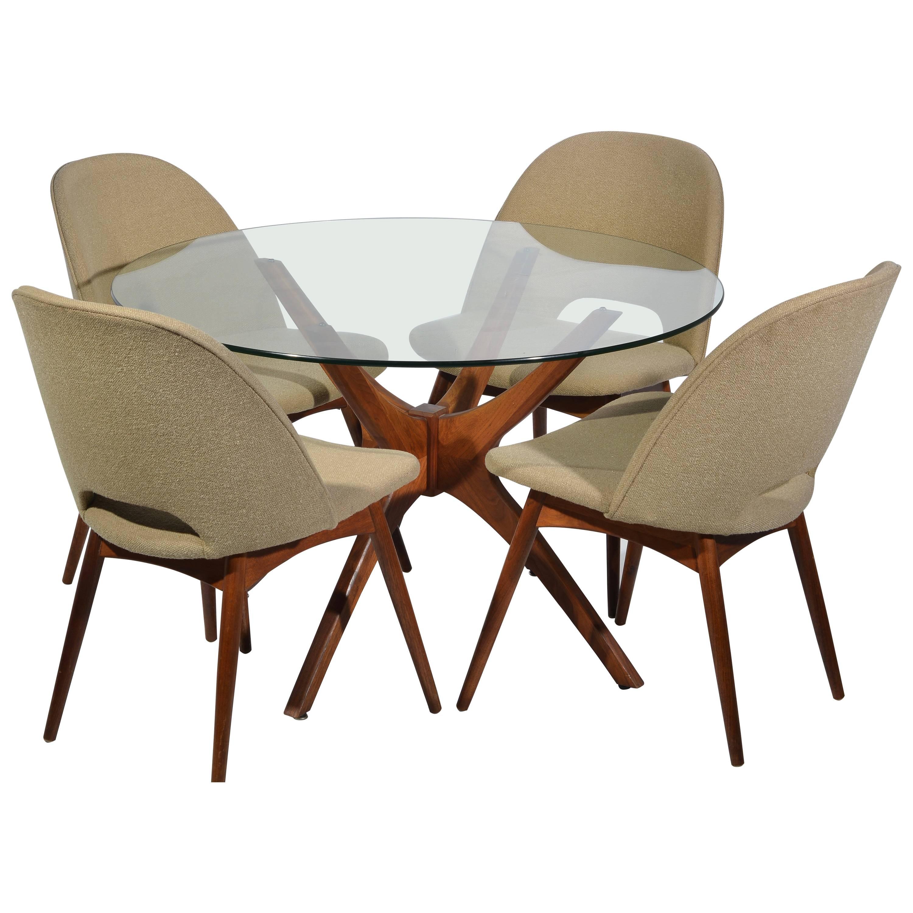 Adrian Pearsall walnut dining chairs for the Jacks series. Original upholstery, table sold. 
 