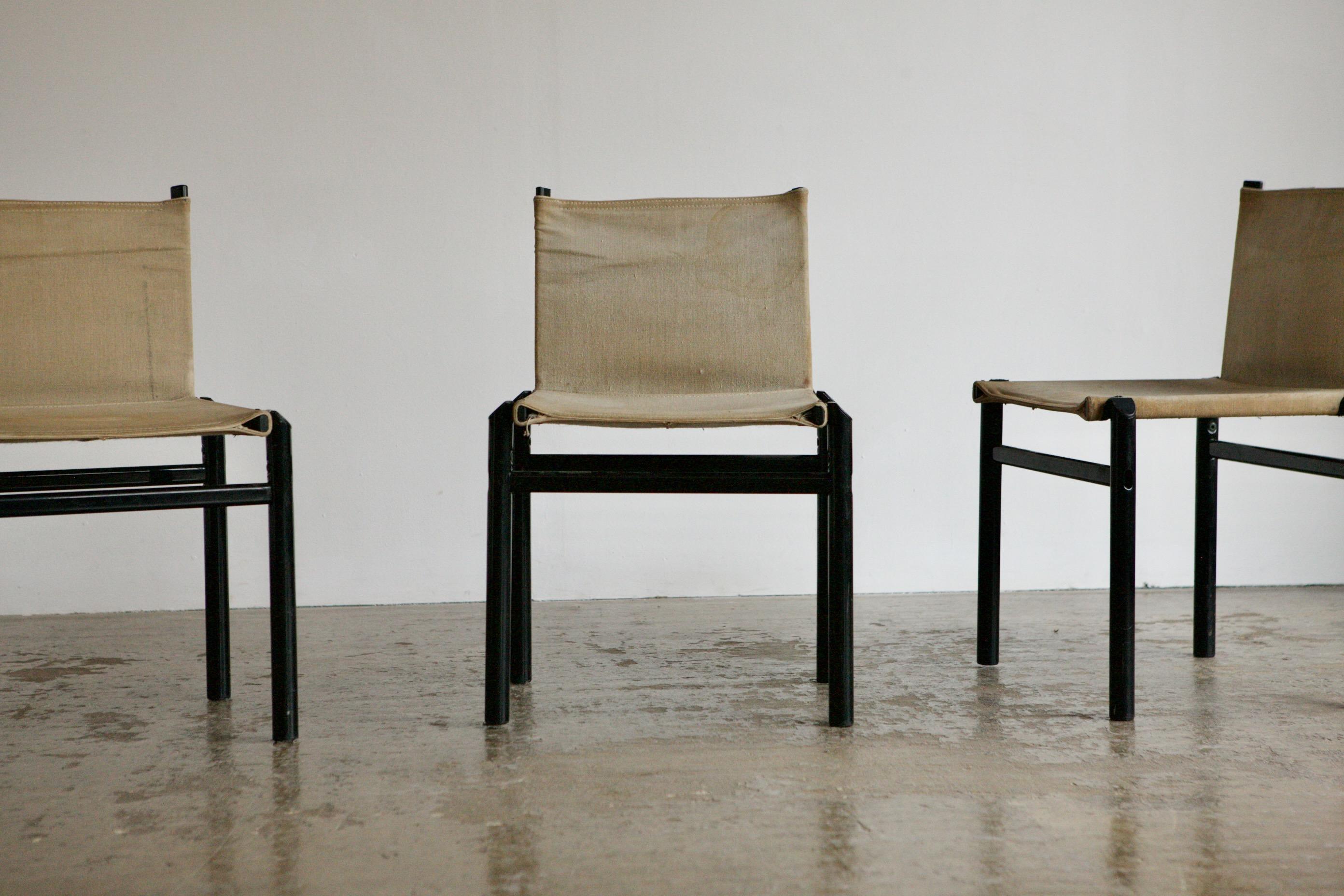 Mid-Century Modern Set of 4 Afra and Tobia Scarpa Mastro Chairs for Molenti For Sale