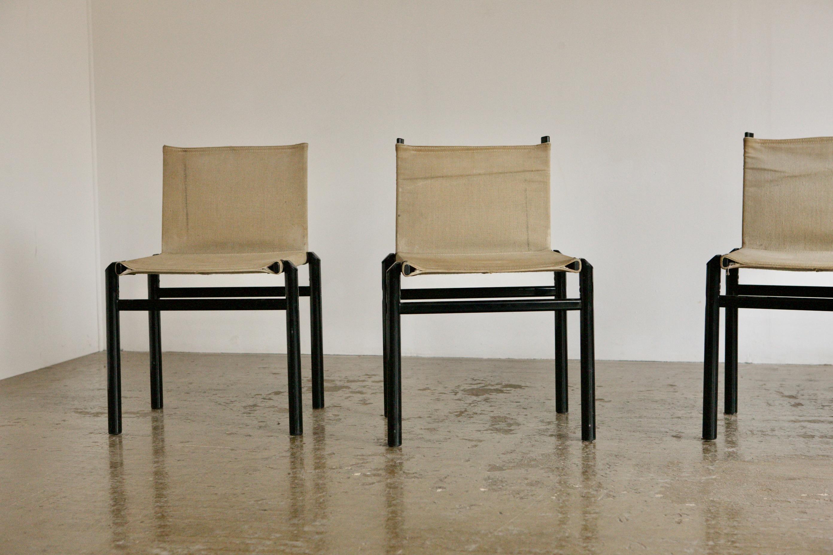Late 20th Century Set of 4 Afra and Tobia Scarpa Mastro Chairs for Molenti For Sale