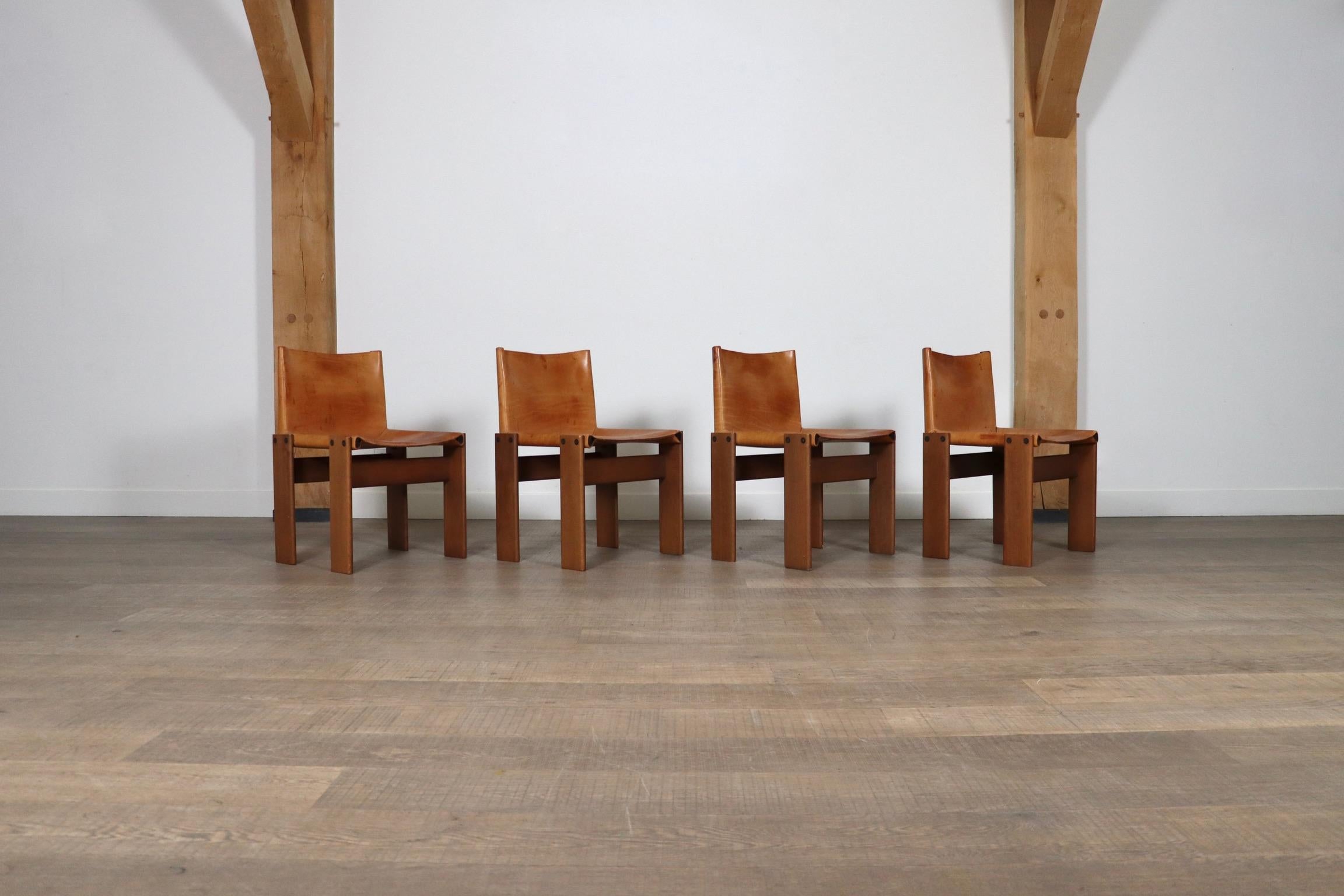 Set Of 4 Afra And Tobia Scarpa Monk Chairs For Molteni Italy 1974 For Sale 5