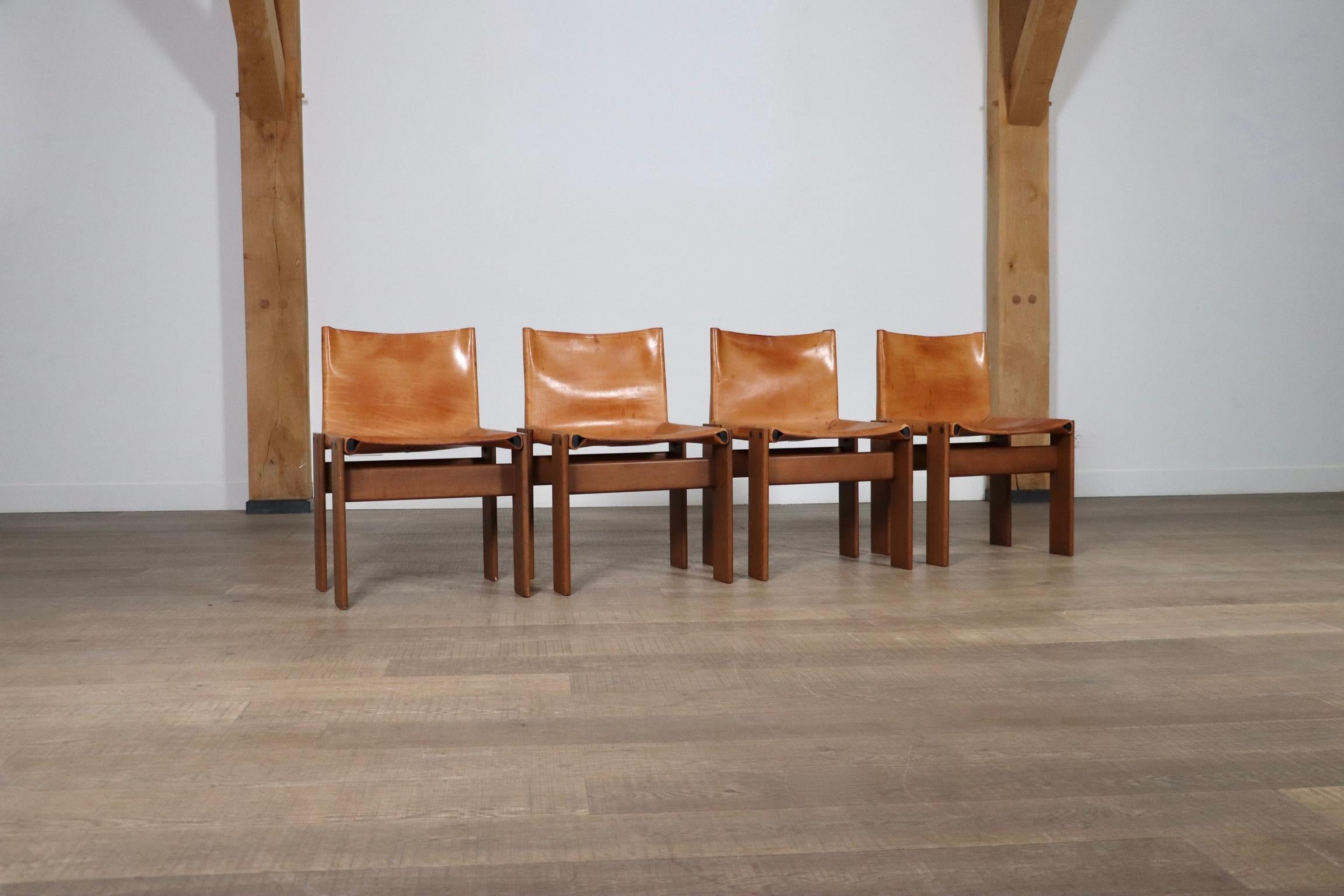 Set Of 4 Afra And Tobia Scarpa Monk Chairs For Molteni Italy 1974 For Sale 8