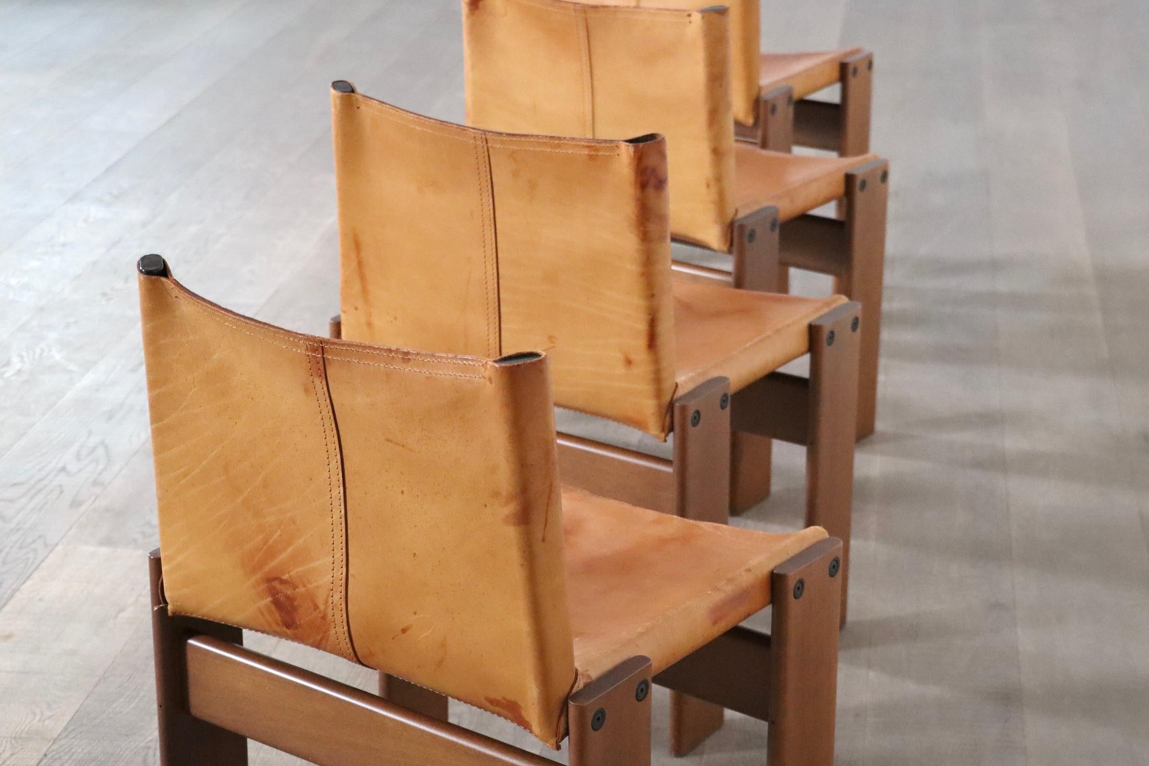 Mid-20th Century Set Of 4 Afra And Tobia Scarpa Monk Chairs For Molteni Italy 1974 For Sale
