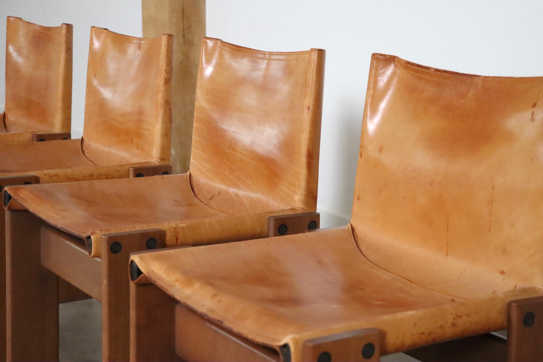 Set Of 4 Afra And Tobia Scarpa Monk Chairs For Molteni Italy 1974 For Sale 3