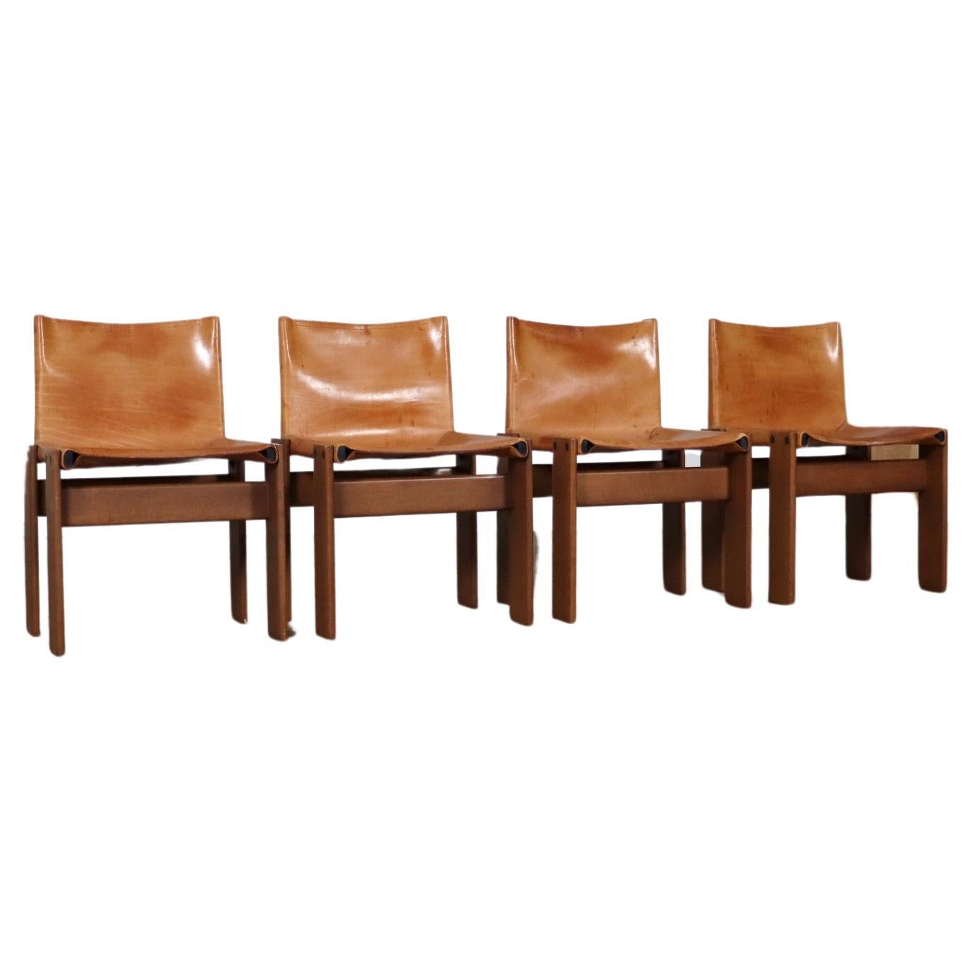 Set Of 4 Afra And Tobia Scarpa Monk Chairs For Molteni Italy 1974
