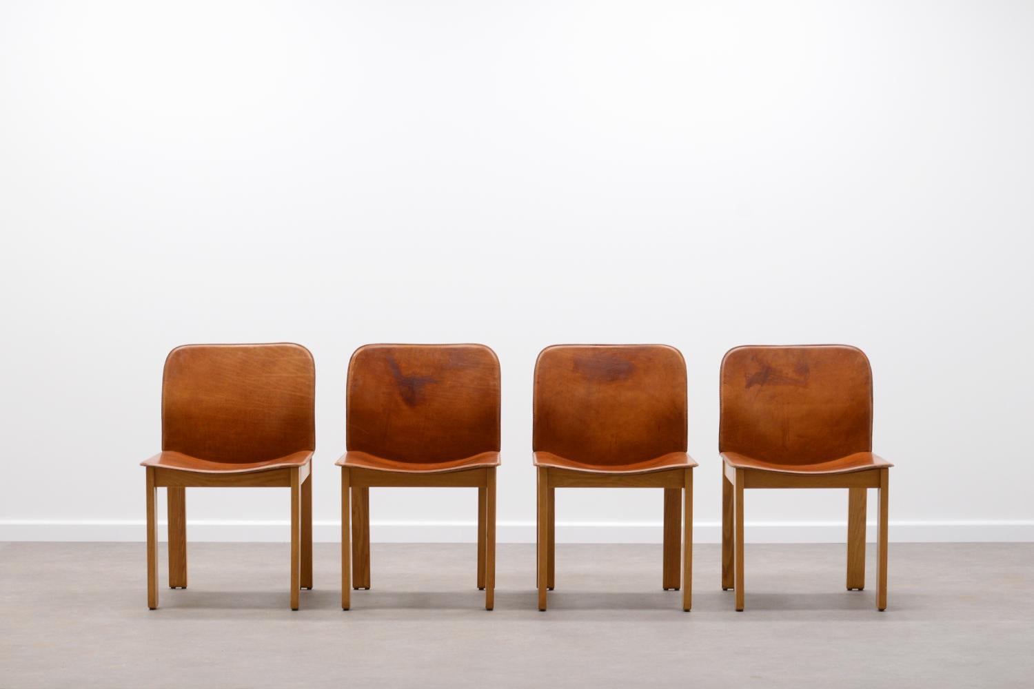 Mid-Century Modern Set of 4 Afra & Tobia Scarpa Dining Chairs, Italy, 1970s
