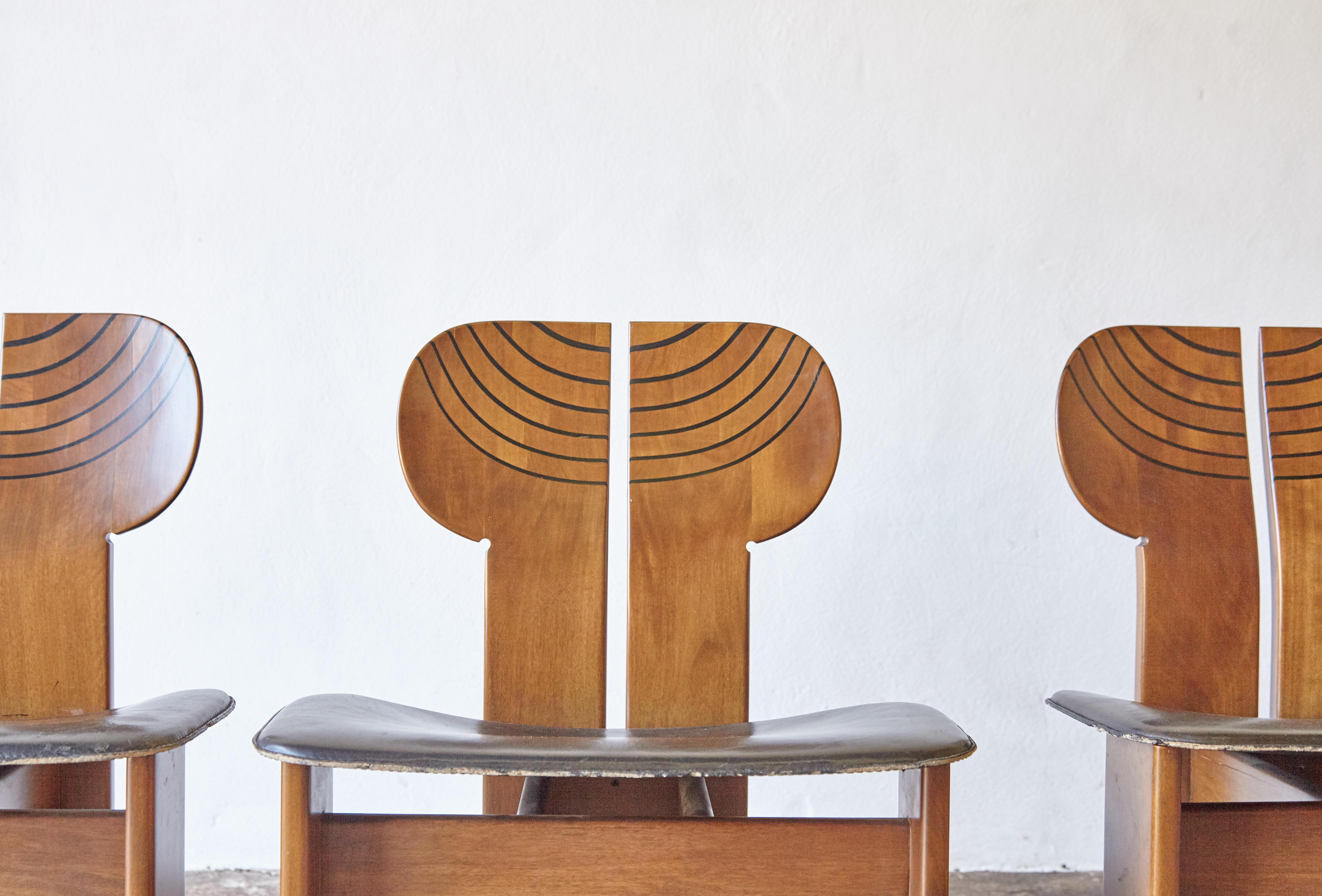 Italian Set of 4 Africa Chairs, Afra & Tobia Scarpa, Maxalto Artona Series, Italy, 1970s
