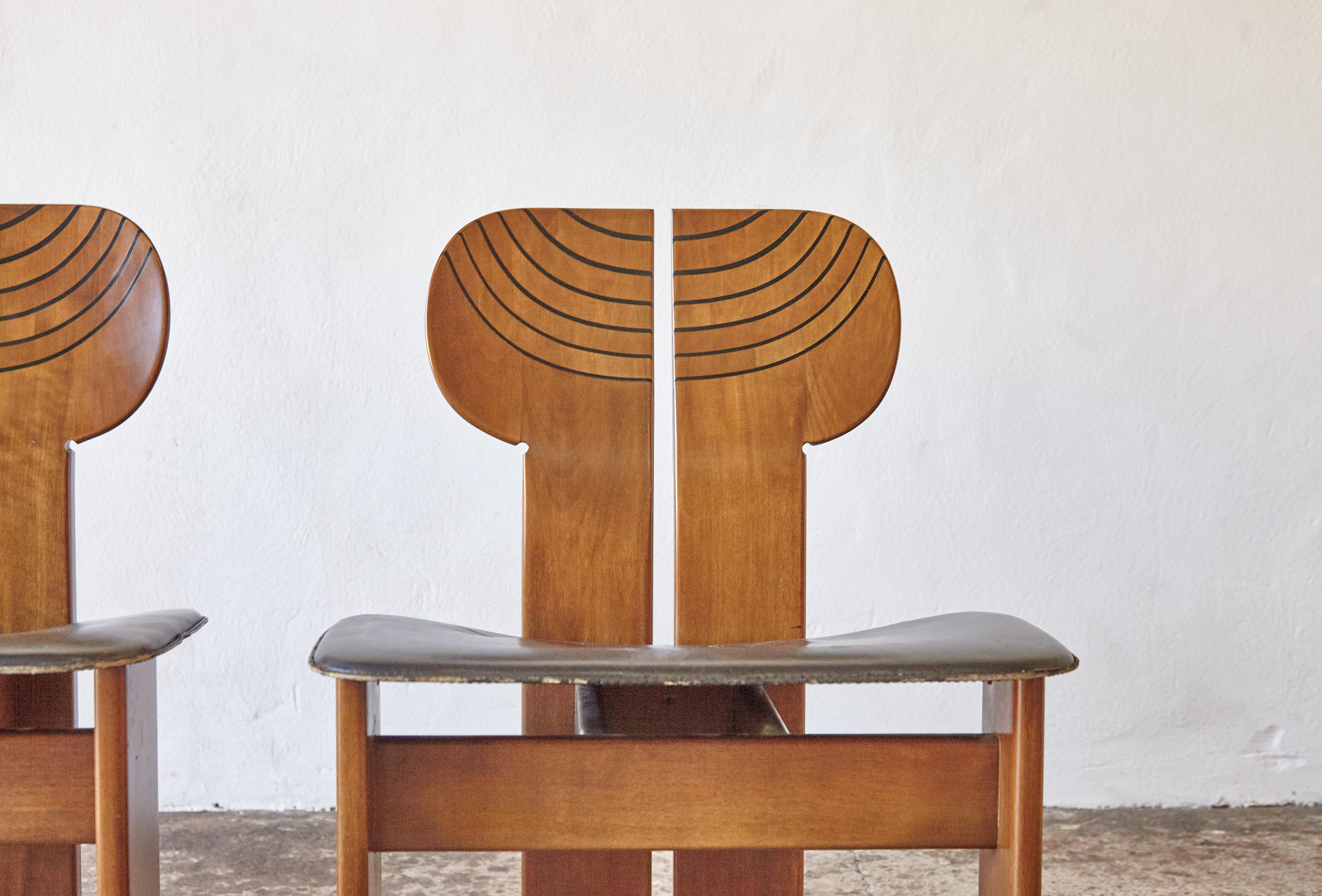 20th Century Set of 4 Africa Chairs, Afra & Tobia Scarpa, Maxalto Artona Series, Italy, 1970s