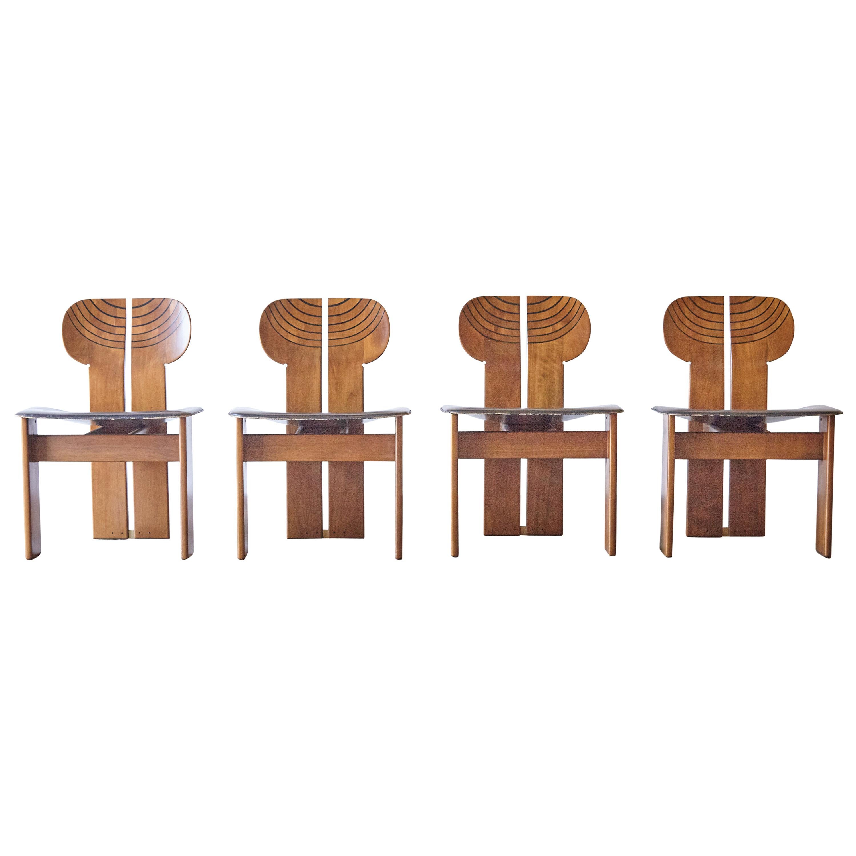 Set of 4 Africa Chairs, Afra & Tobia Scarpa, Maxalto Artona Series, Italy, 1970s