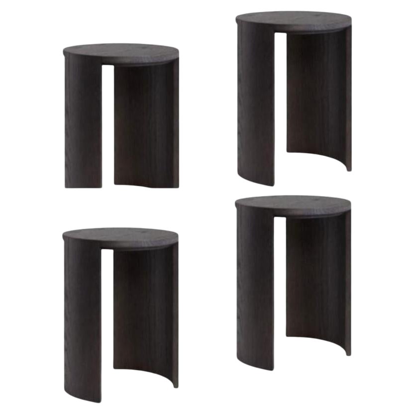 Set of 4, Airisto Side Tables/ Stools, Stained Black by Made by Choice For Sale