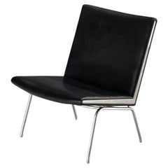 Juego de 2 sillas Airport Sliper de Hans Wegner para AP 39 Piel y acero robados