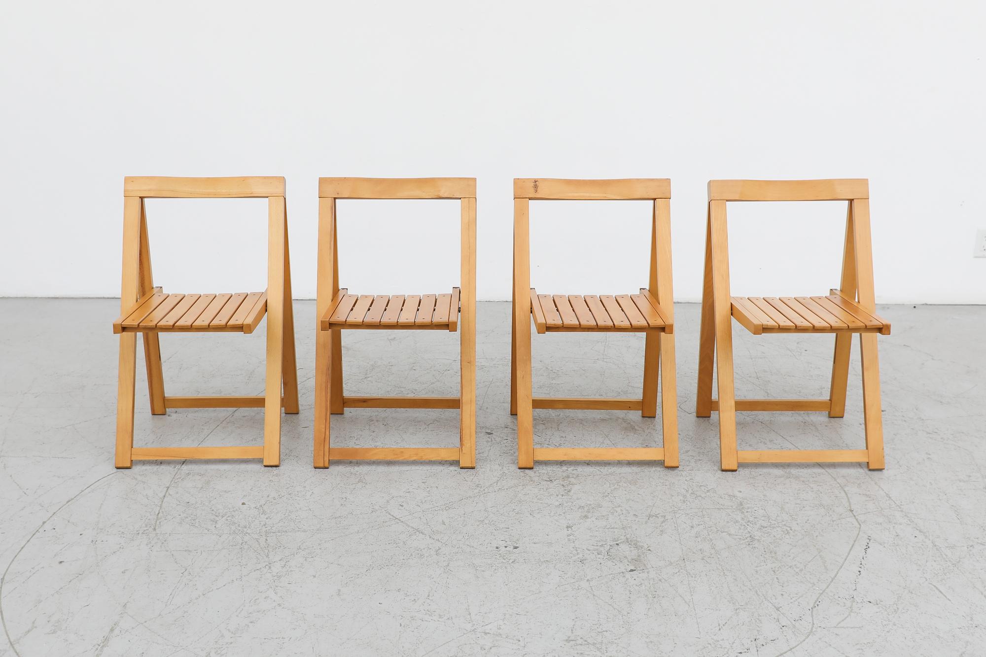 Mid-Century Modern Set of 4 Aldo Jacober Folding Chairs for Alberto Bazzini For Sale