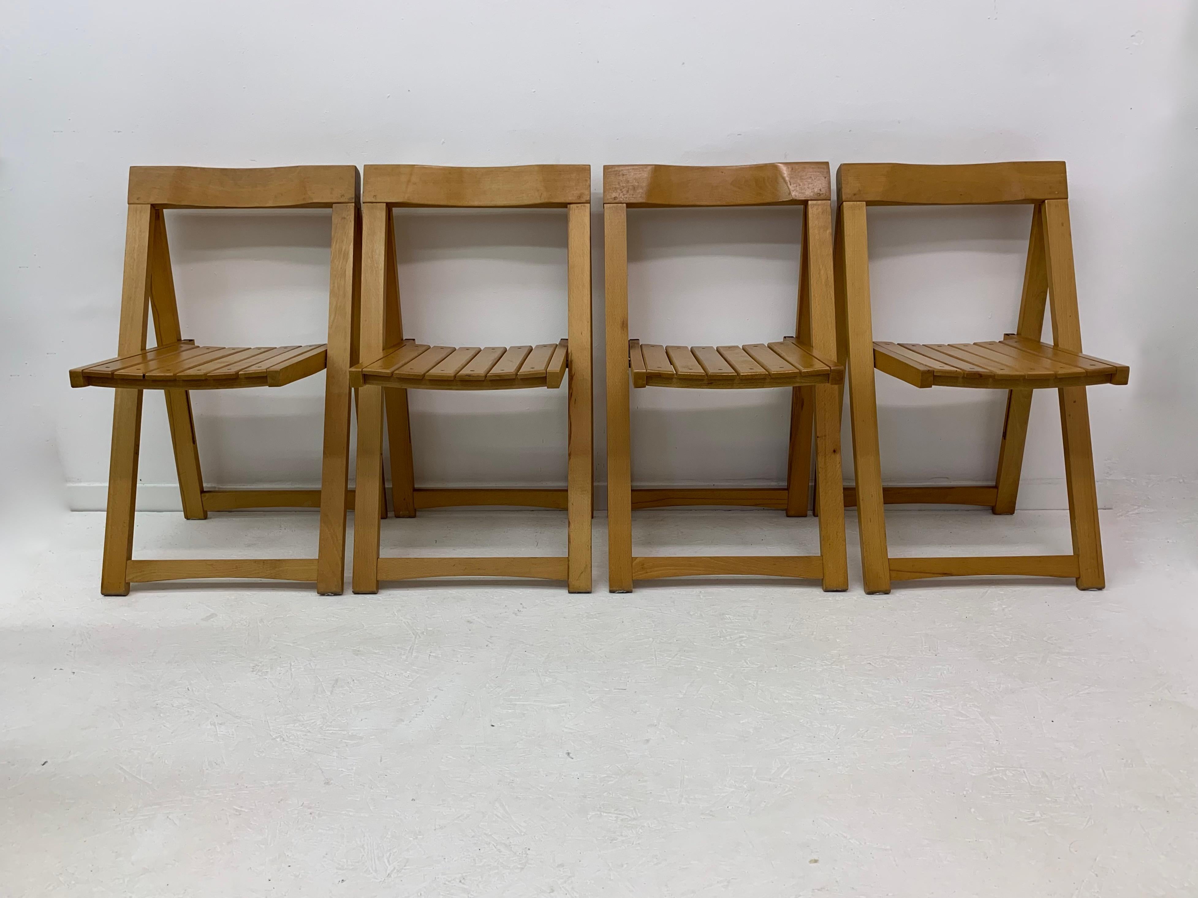 Mid-Century Modern Set of 4 Aldo Jacober for Alberto Bazzani folding chairs, 1960’s For Sale