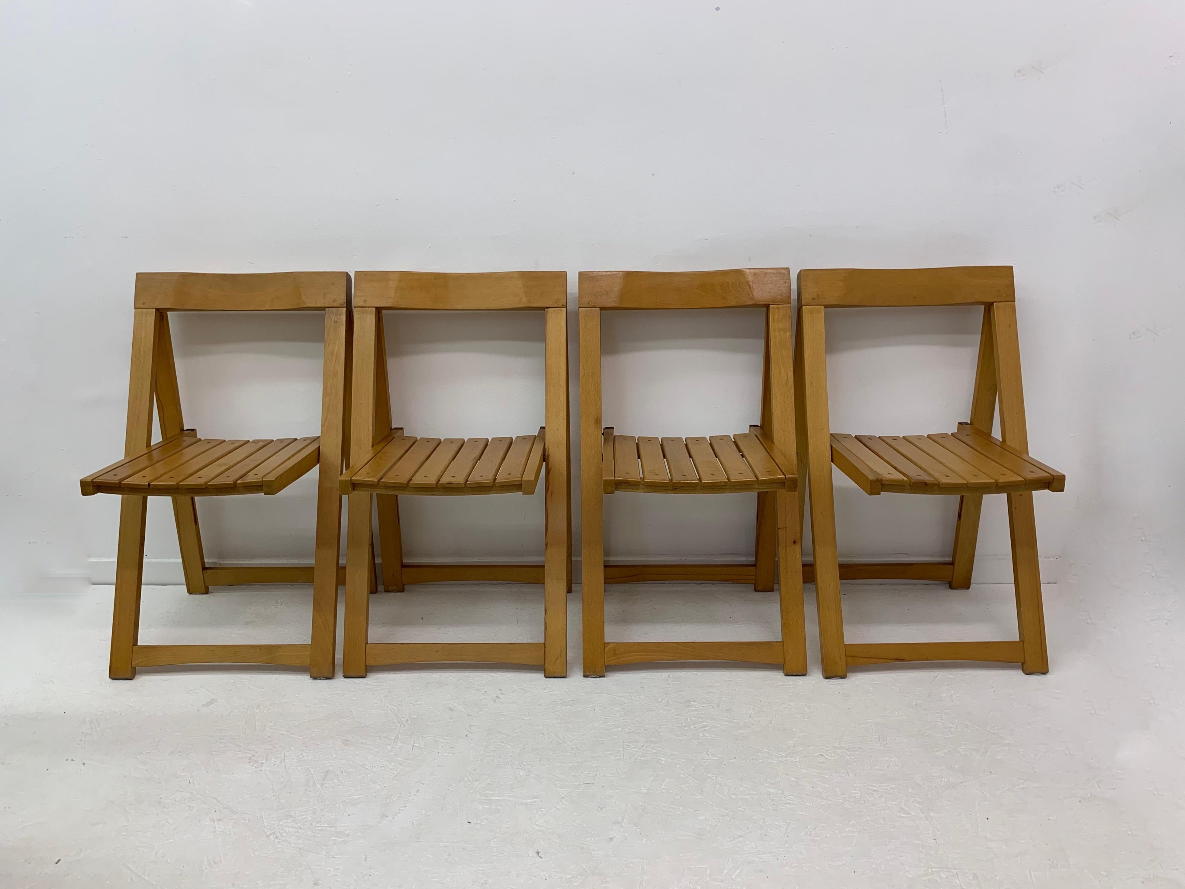 Italian Set of 4 Aldo Jacober for Alberto Bazzani folding chairs, 1960’s For Sale
