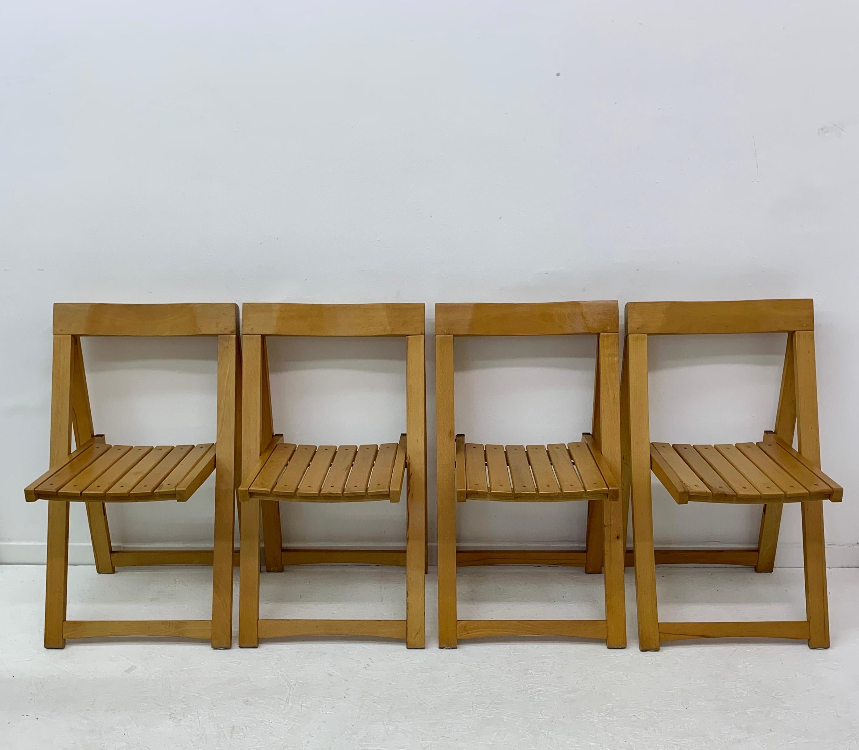 Set of 4 Aldo Jacober for Alberto Bazzani folding chairs, 1960’s In Good Condition For Sale In Delft, NL