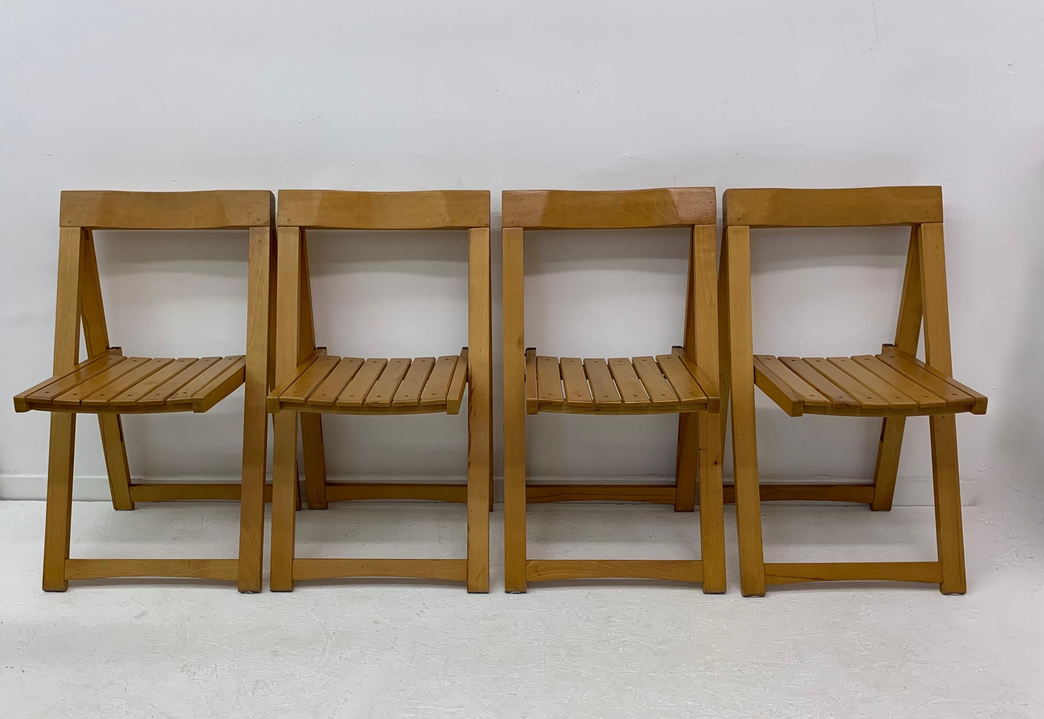 Mid-20th Century Set of 4 Aldo Jacober for Alberto Bazzani folding chairs, 1960’s For Sale