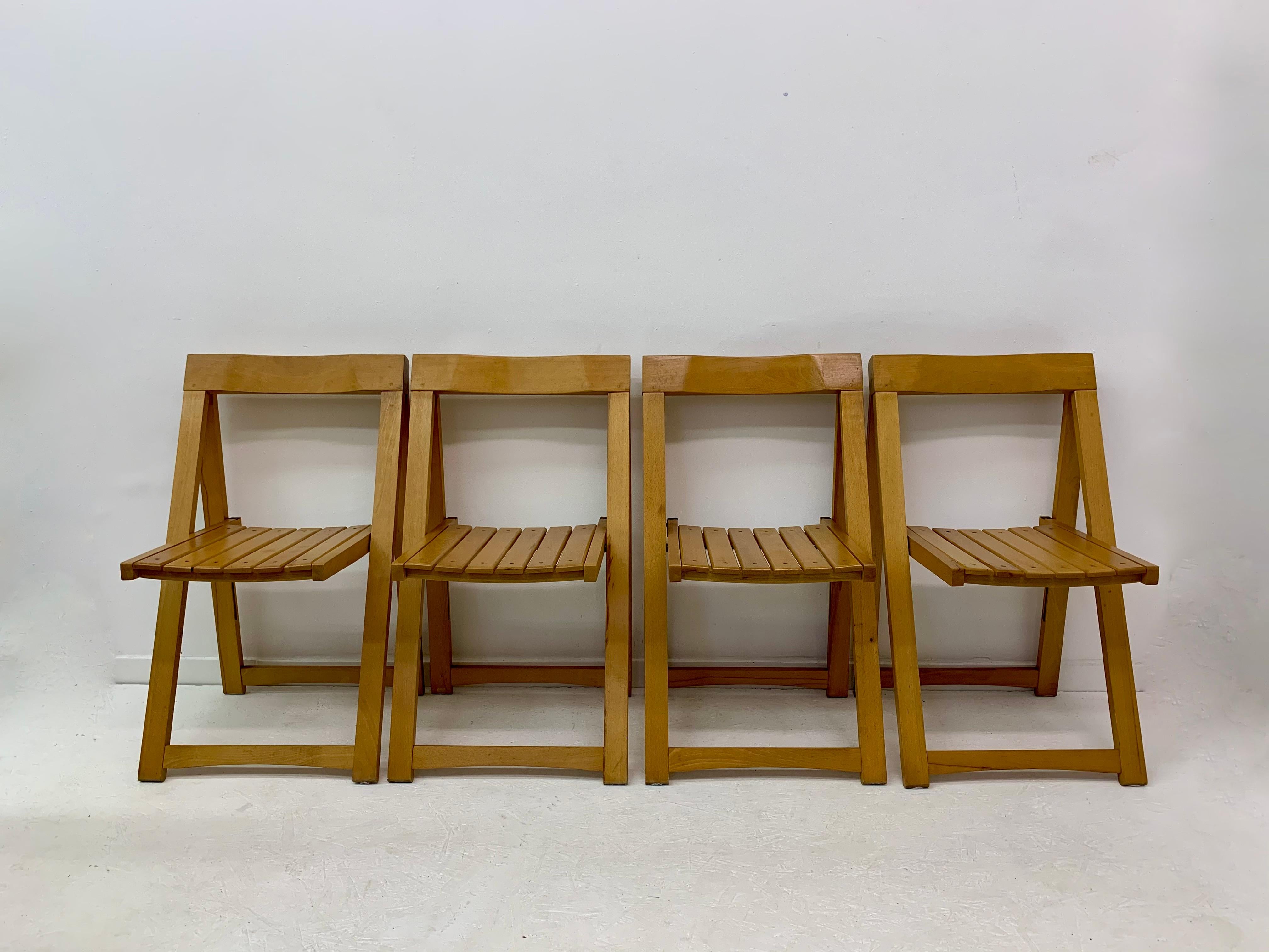 Set of 4 Aldo Jacober for Alberto Bazzani folding chairs, 1960’s For Sale 1