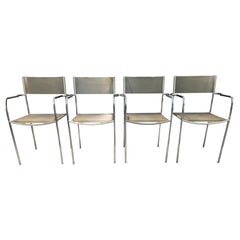 Set of 4 Alias 131 Spaghetti Armchairs Clear PVC Seat And Chrome Frame