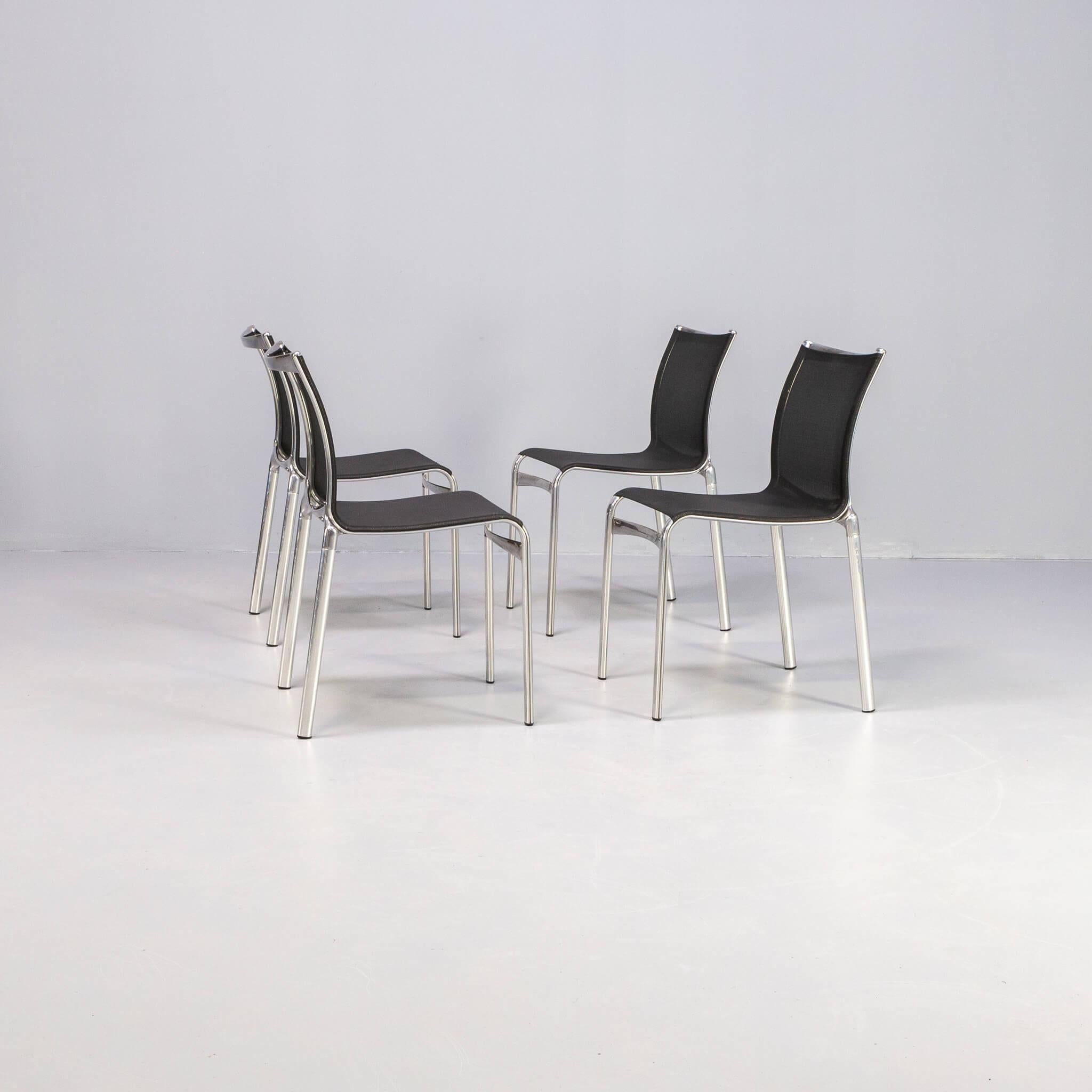 italien Lot de 4 chaises Alias Highframe 40 d'Alberto Meda en aluminium et Netwave