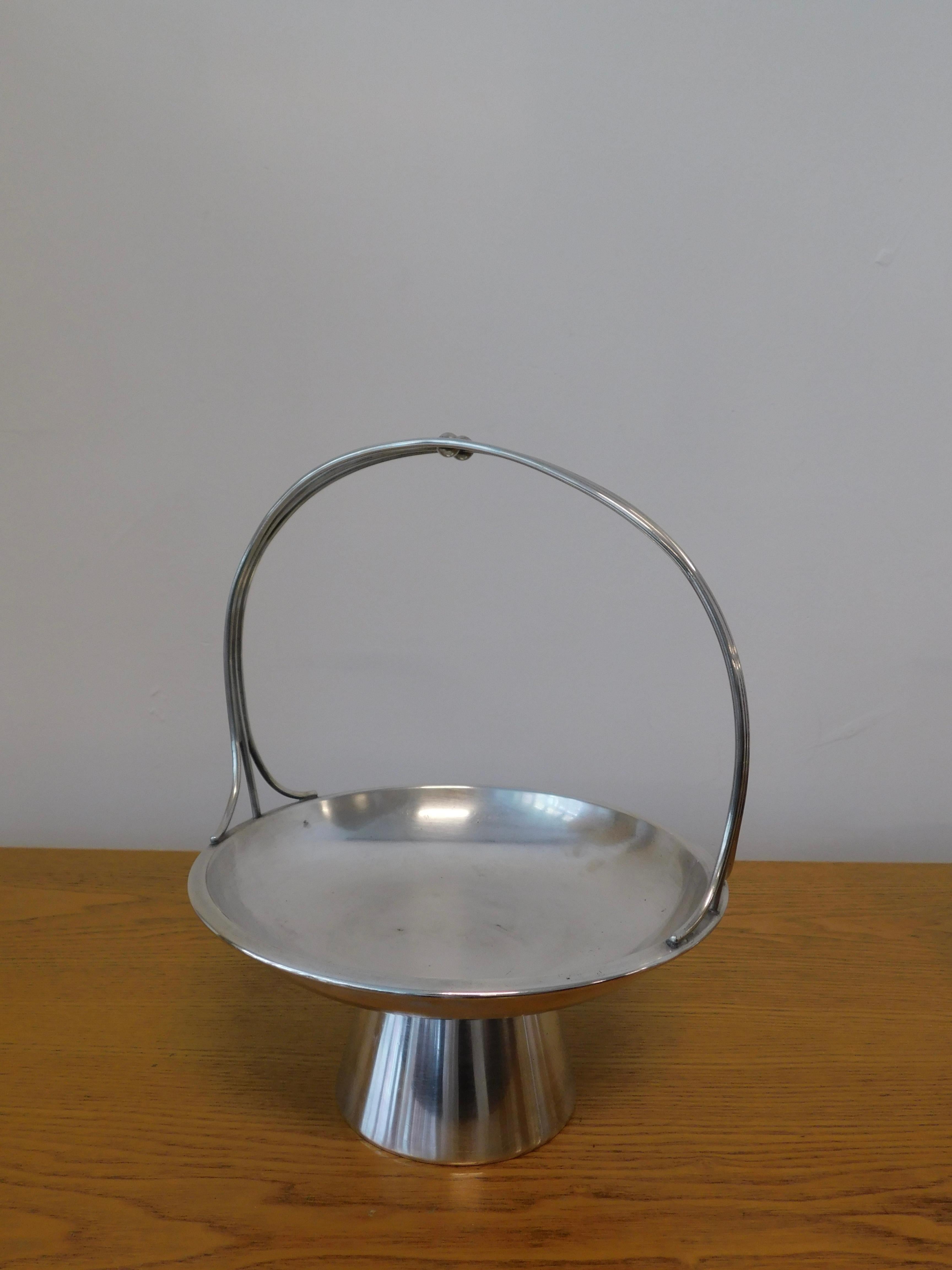 Silver Set of 4 alpacca fruit baskets by Gio Ponti for Arthur Krupp, Italy, 1930s For Sale
