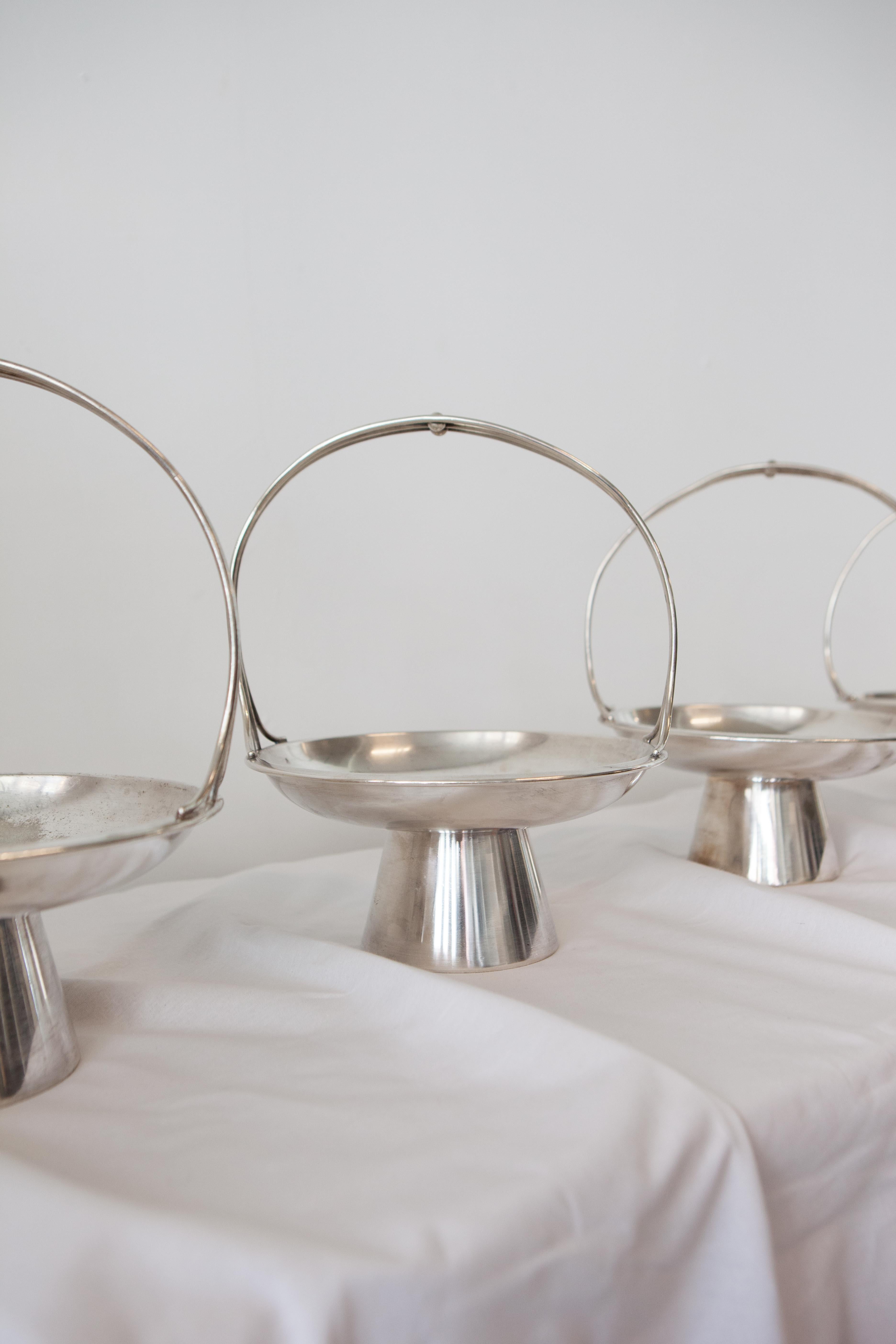 Set of 4 alpacca fruit baskets by Gio Ponti for Arthur Krupp, Italy, 1930s For Sale 1