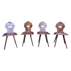 Set of 4 Alsatian chairs in elm burl