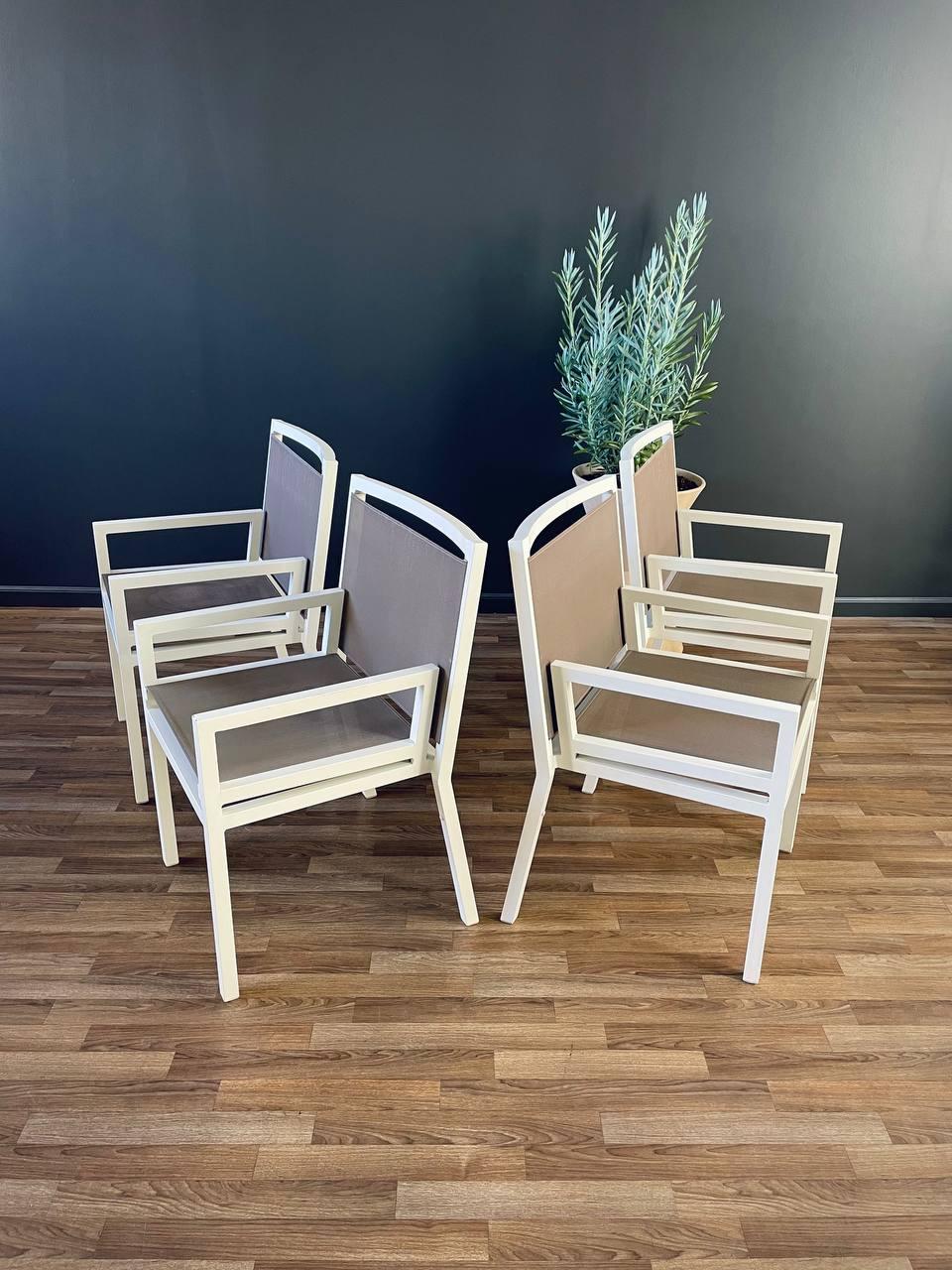 Modern Set of 4 Aluminum Patio Chairs by Janus et Cie