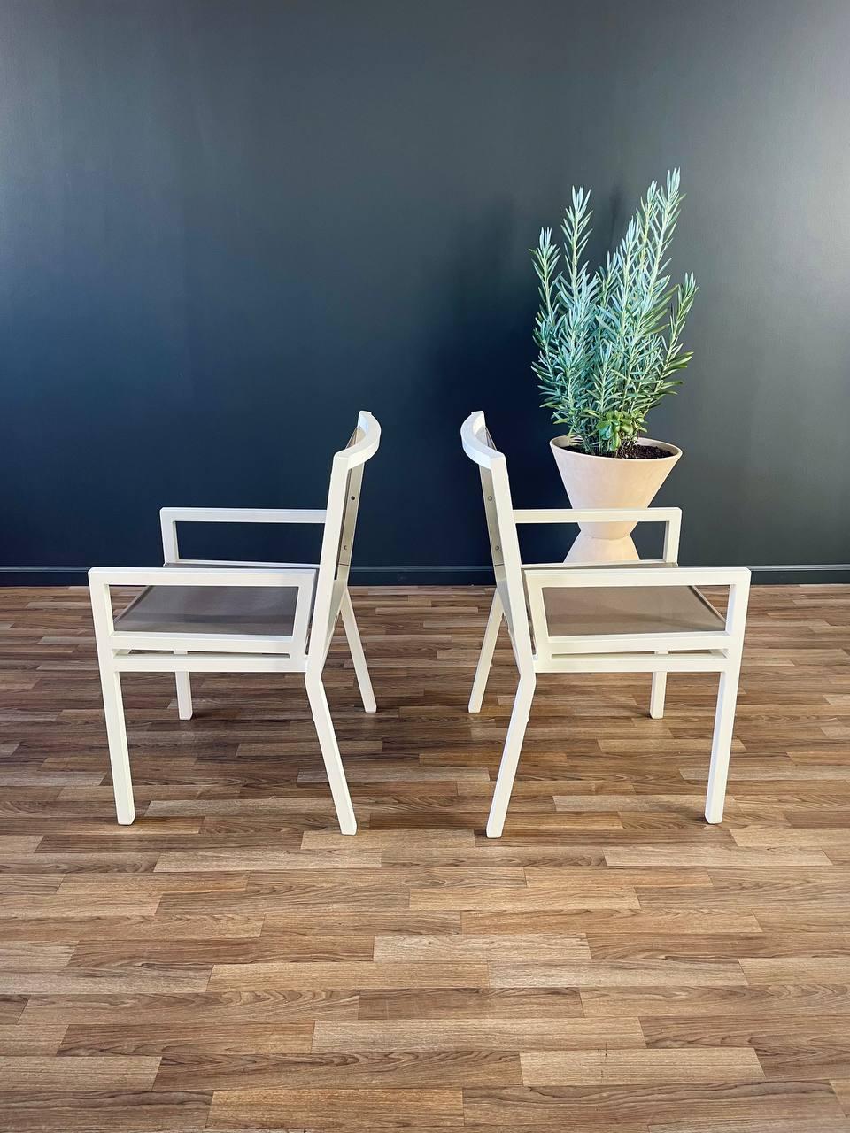 Contemporary Set of 4 Aluminum Patio Chairs by Janus et Cie