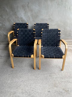 Set of 4 Alvar Aalto Chairs with Black Straps, Finland, 1960's
