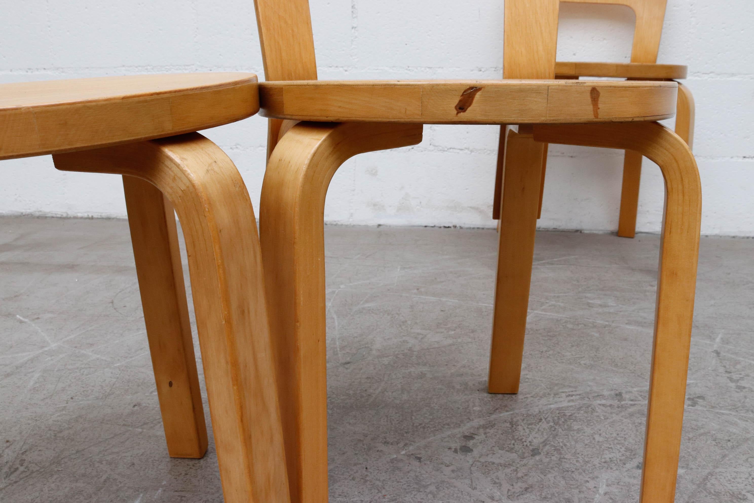 Set of 4 Alvar Aalto Model 65 Low Back Blonde Dining Chairs for Artek 7