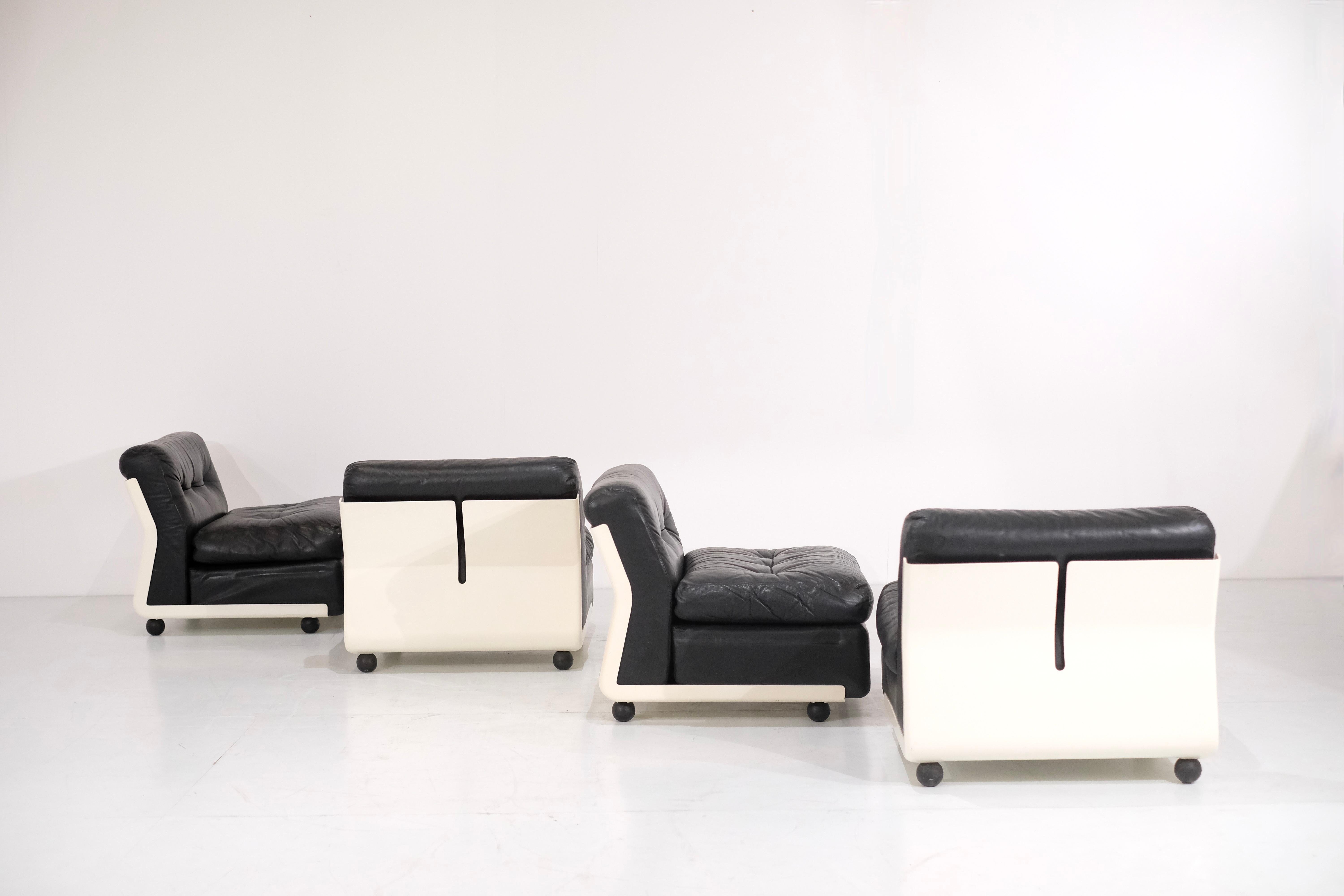 Italian Set of  4  Amanta armchairs by Mario Bellini for C&B Italia - 1970s For Sale