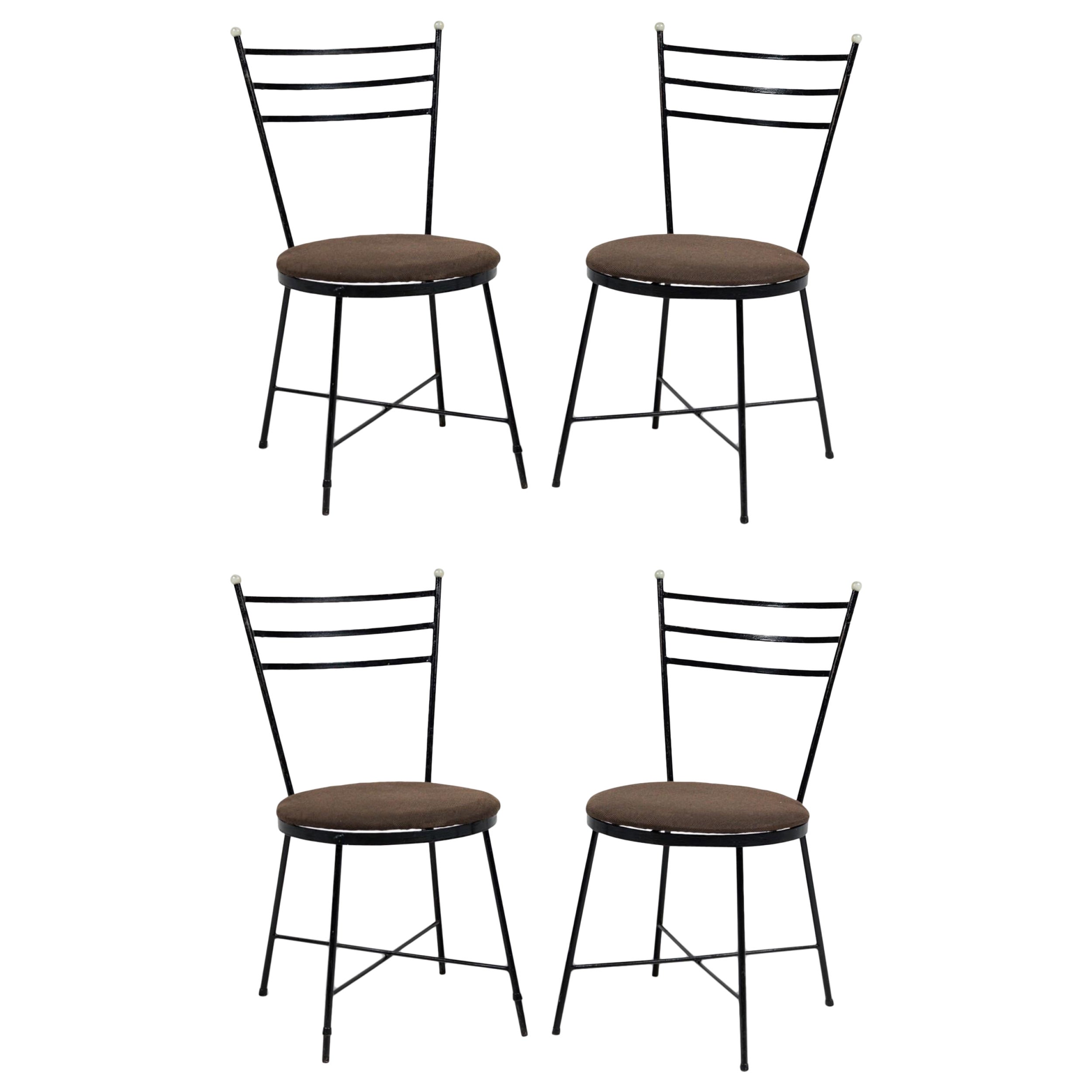 Set of 4 American Mid Century Atomic Age Style Cast Iron Chairs im Angebot