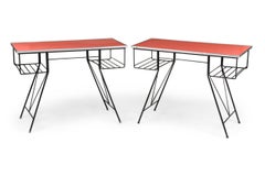 Set of 4 American Mid Century Modern (c.1950's ) Cast Iron and Pink Desk