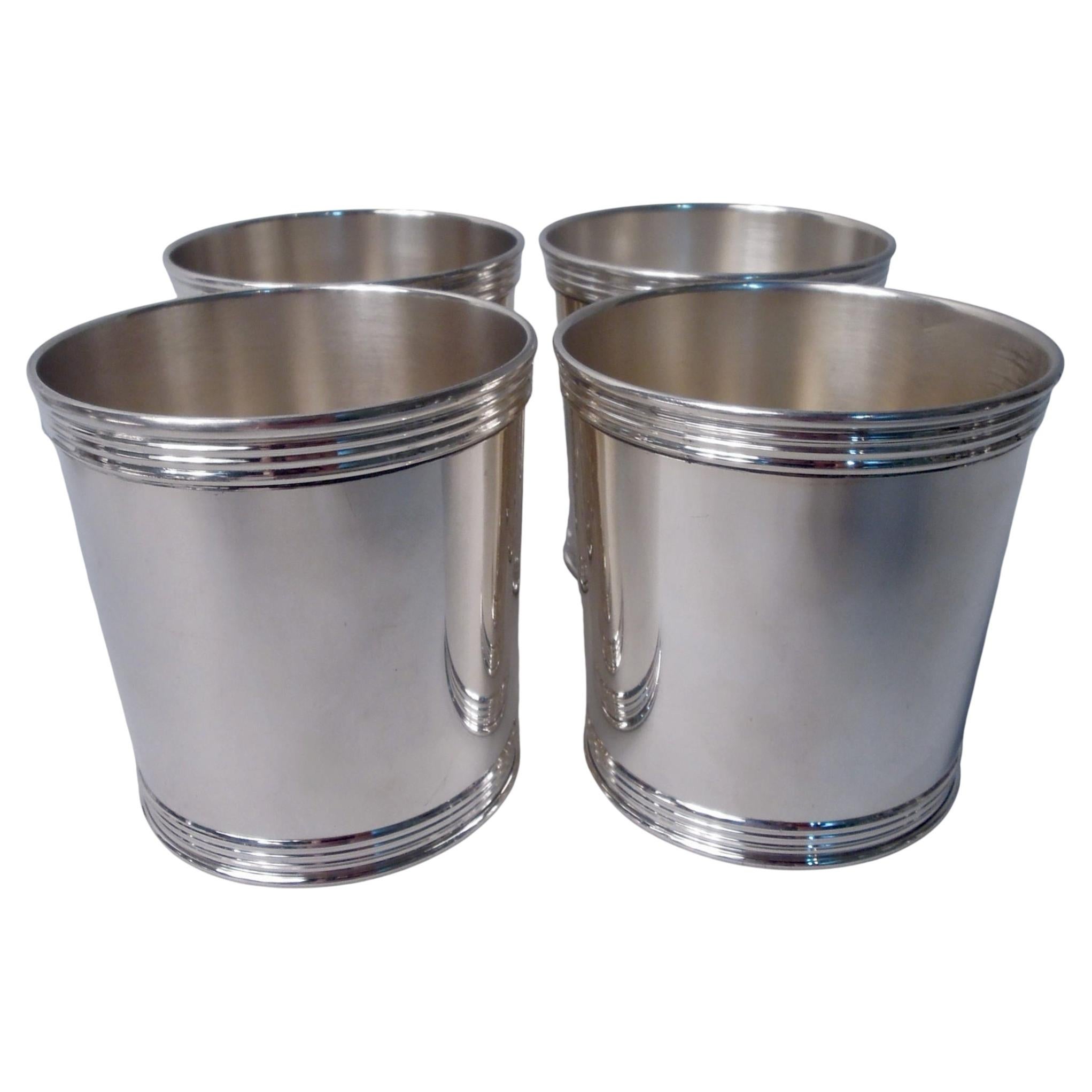 Set of 4 American Sterling Silver Small 3-Inch Mint Julep Cups