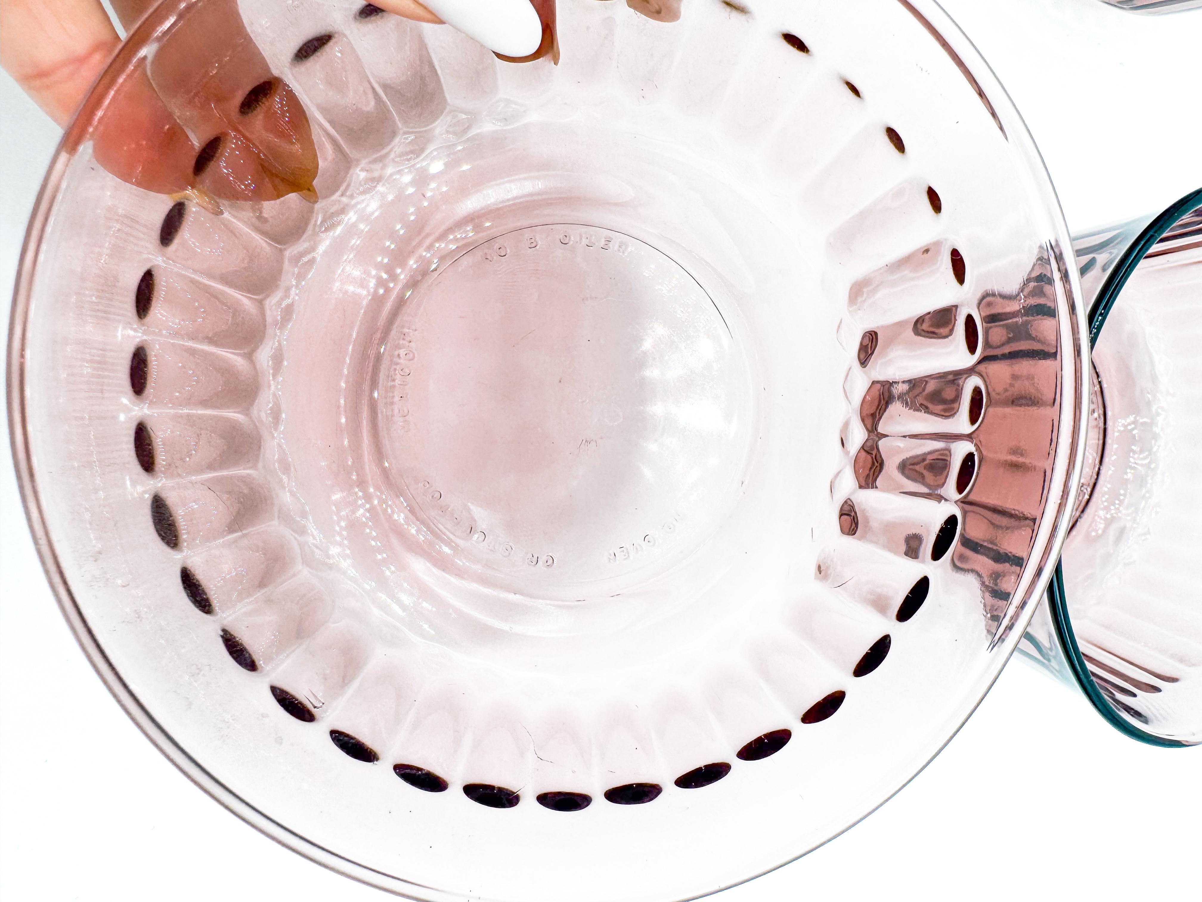 Set of 4 Amethyst Purple Clear Glass Ribbed Bowls, Made in Mexico For Sale 1