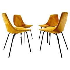 Set of 4 Amsterdam Chairs by Pierre Guariche in Honey Mustard, France 1950's
