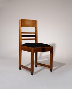 Set of 4 Amsterdam School Oak and Coromandel Dining Chairs, Netherlands, 1920s