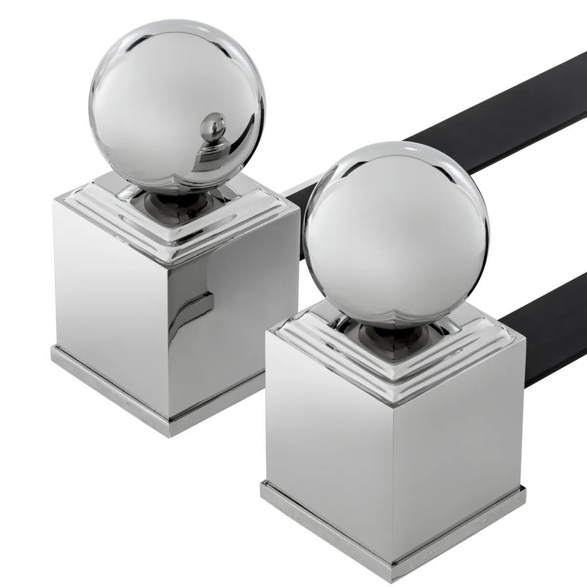 Set of 4 Andirons, Nickel Finish, Black Finish. In New Condition For Sale In Saint-Ouen, FR