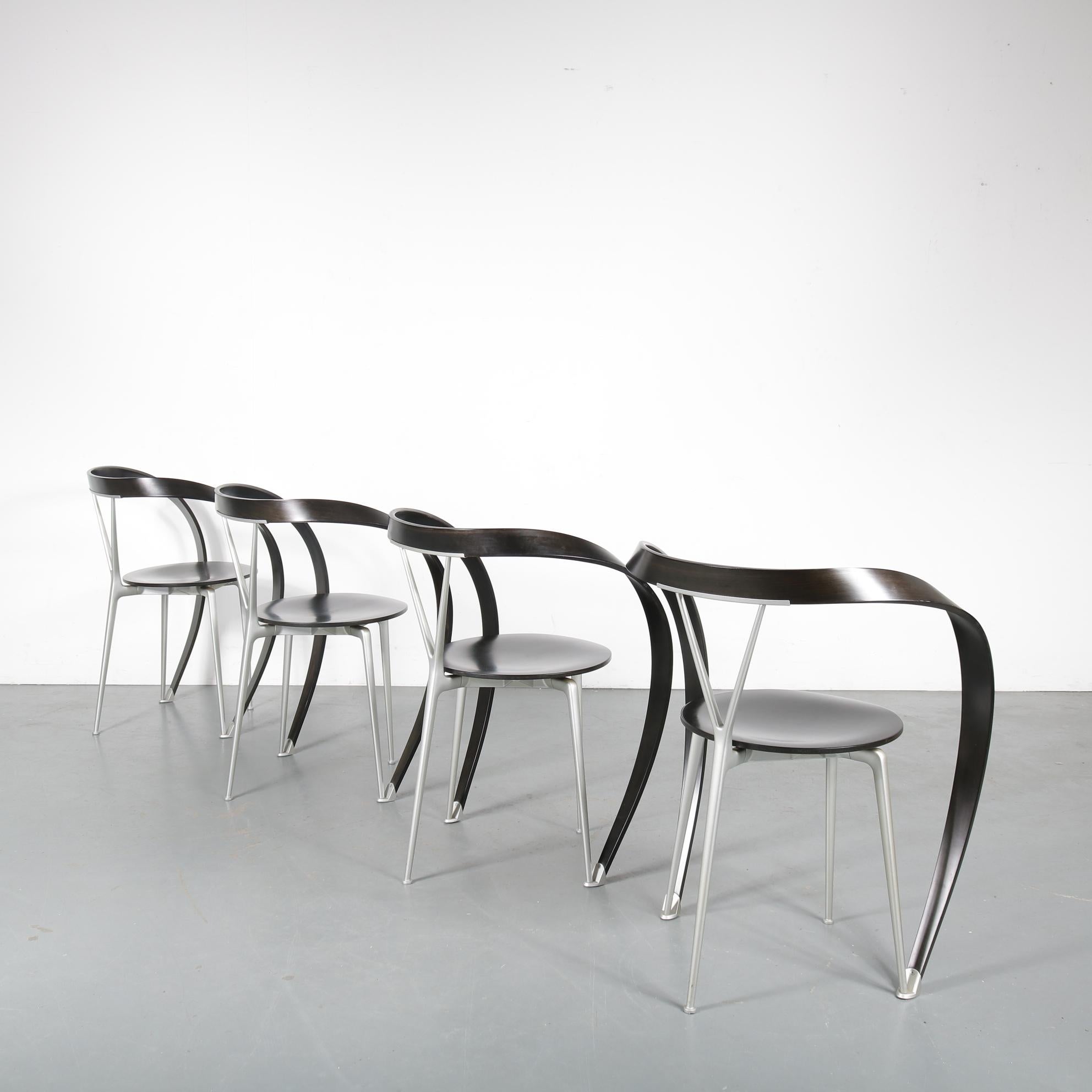 Italian Set of 4 Andrea Branzi “Revers” Chairs for Cassina, Italy, 1990