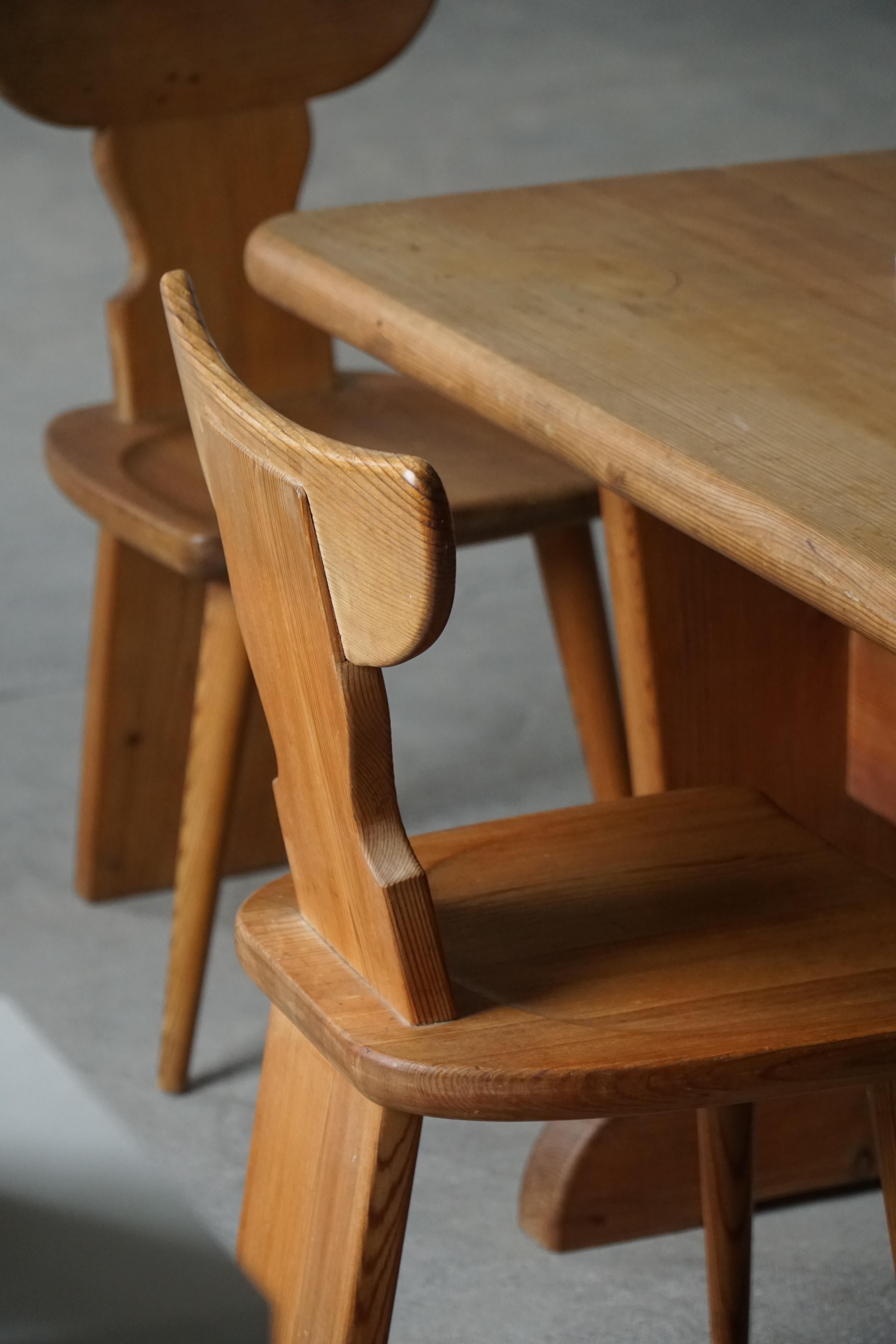 20ième siècle Ensemble de 4 chaises de salle à manger en pin 'Ängåsen' par Ferdinand Lundquist, Suède, années 1940 en vente