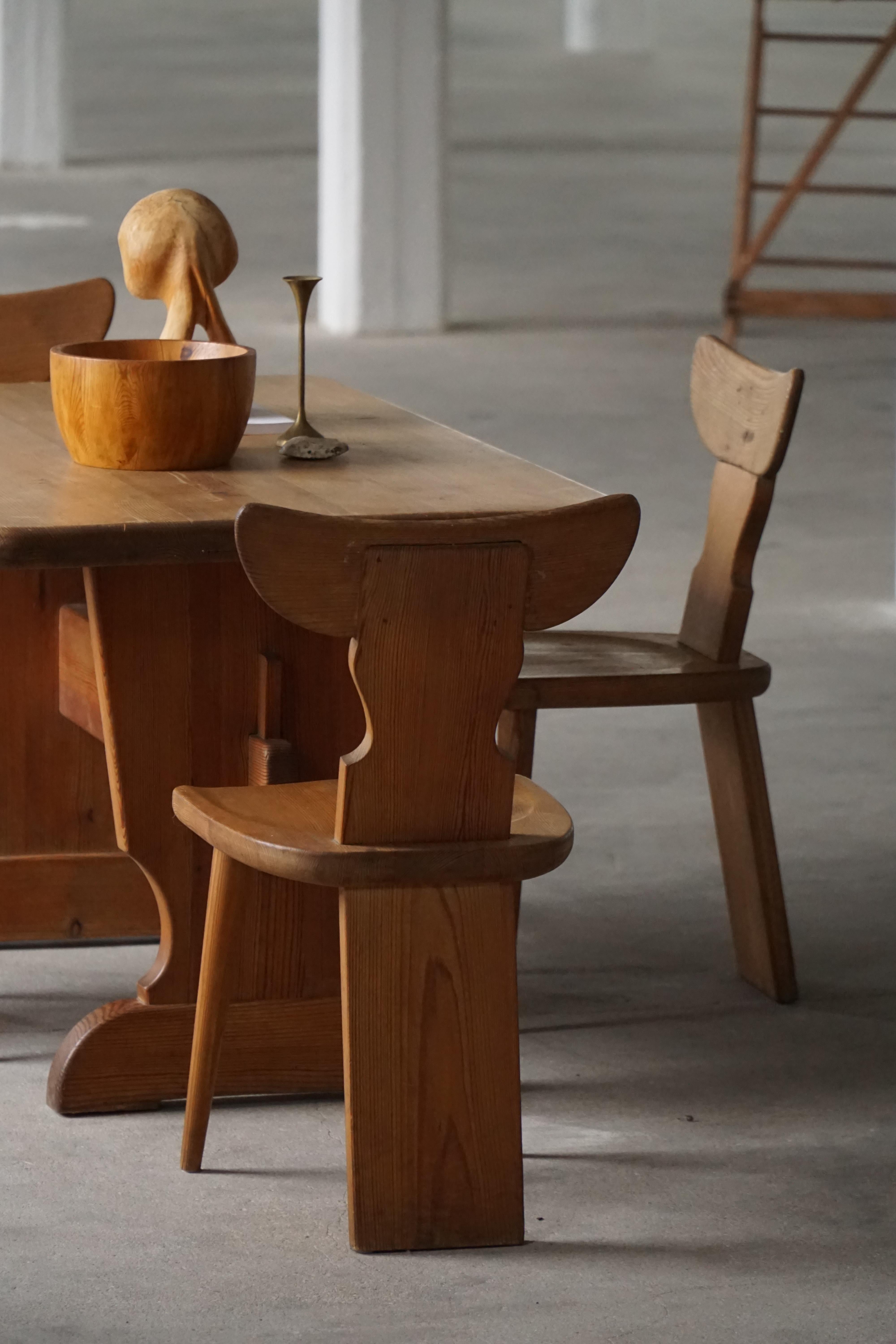 Pin Ensemble de 4 chaises de salle à manger en pin 'Ängåsen' par Ferdinand Lundquist, Suède, années 1940 en vente