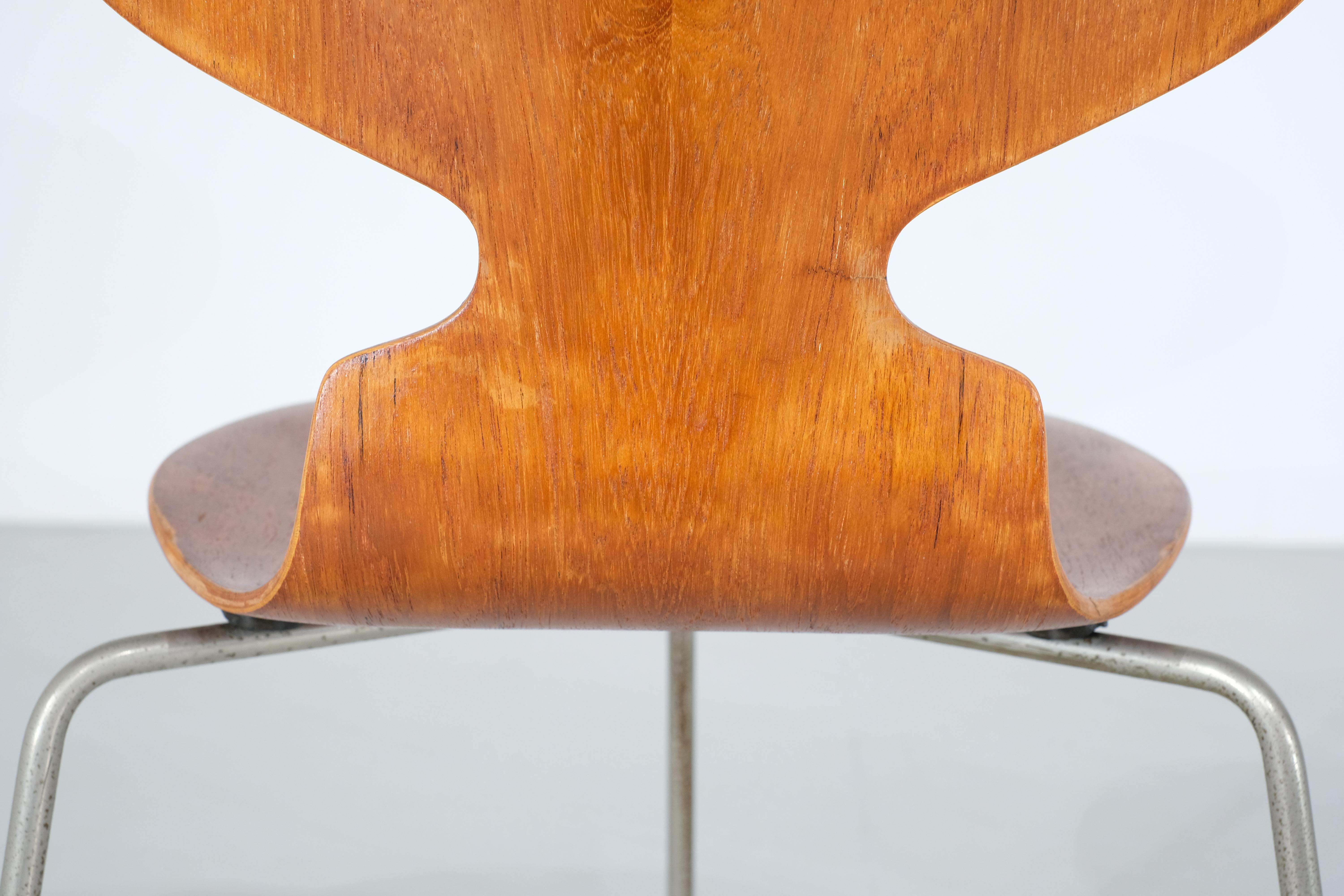 Teak set di 4 sedie Ant modello 3100 in teak di Arne Jacobsen o Fritz Hansen - anni '50 in vendita