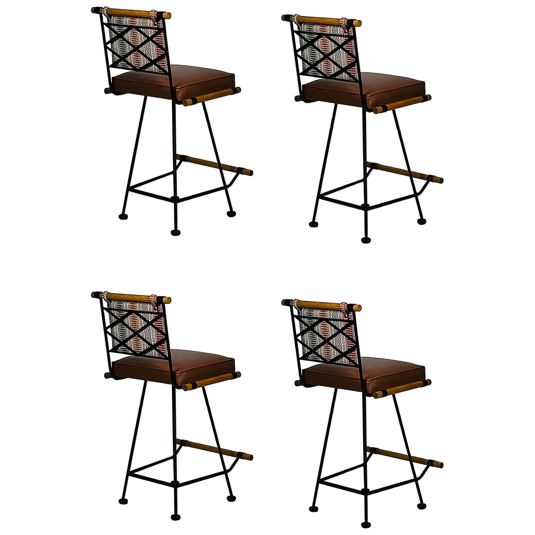 Juego de 4 taburetes de mostrador "Antibes" de Design Frères, en COL/COM en venta