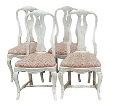 Set of 4 Antique 18 C Gustavian Dining Chairs W Carolina Irving Andaluz Linen