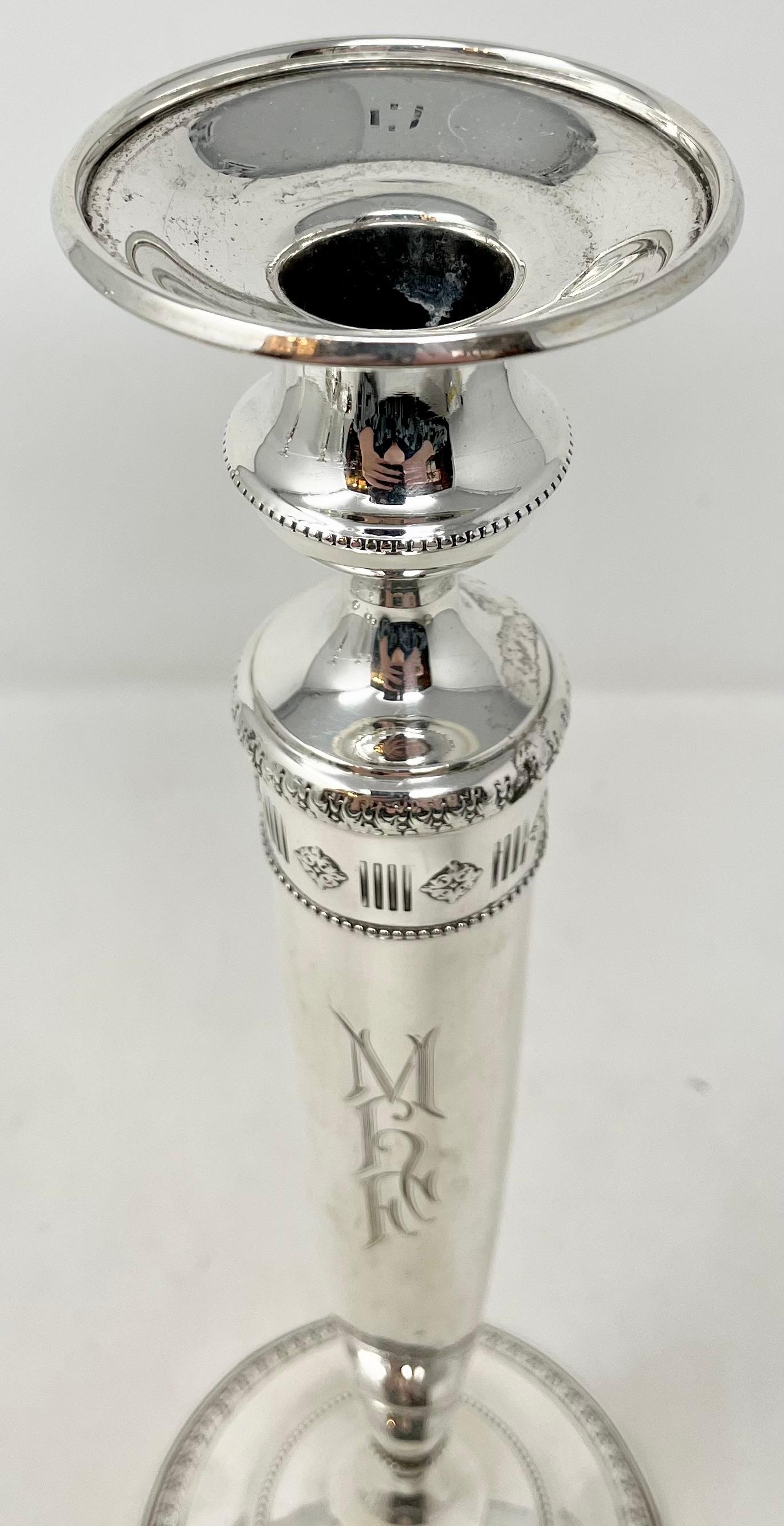 Set of 4 Antique American Matthews Silver Co. Sterling Candlesticks, circa 1910 For Sale 1