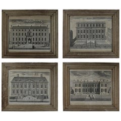Set of 4 Antique Architectural Prints, London, Dated 1754