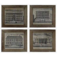 Set of 4 Antique Architectural Prints, London, Dated 1754