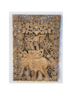 Set of 4 Antique Asian Temple Carvings, 19th Century