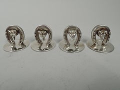 Set di 4 portabiglietti da visita antichi Asprey English Edwardian Fox Hunt